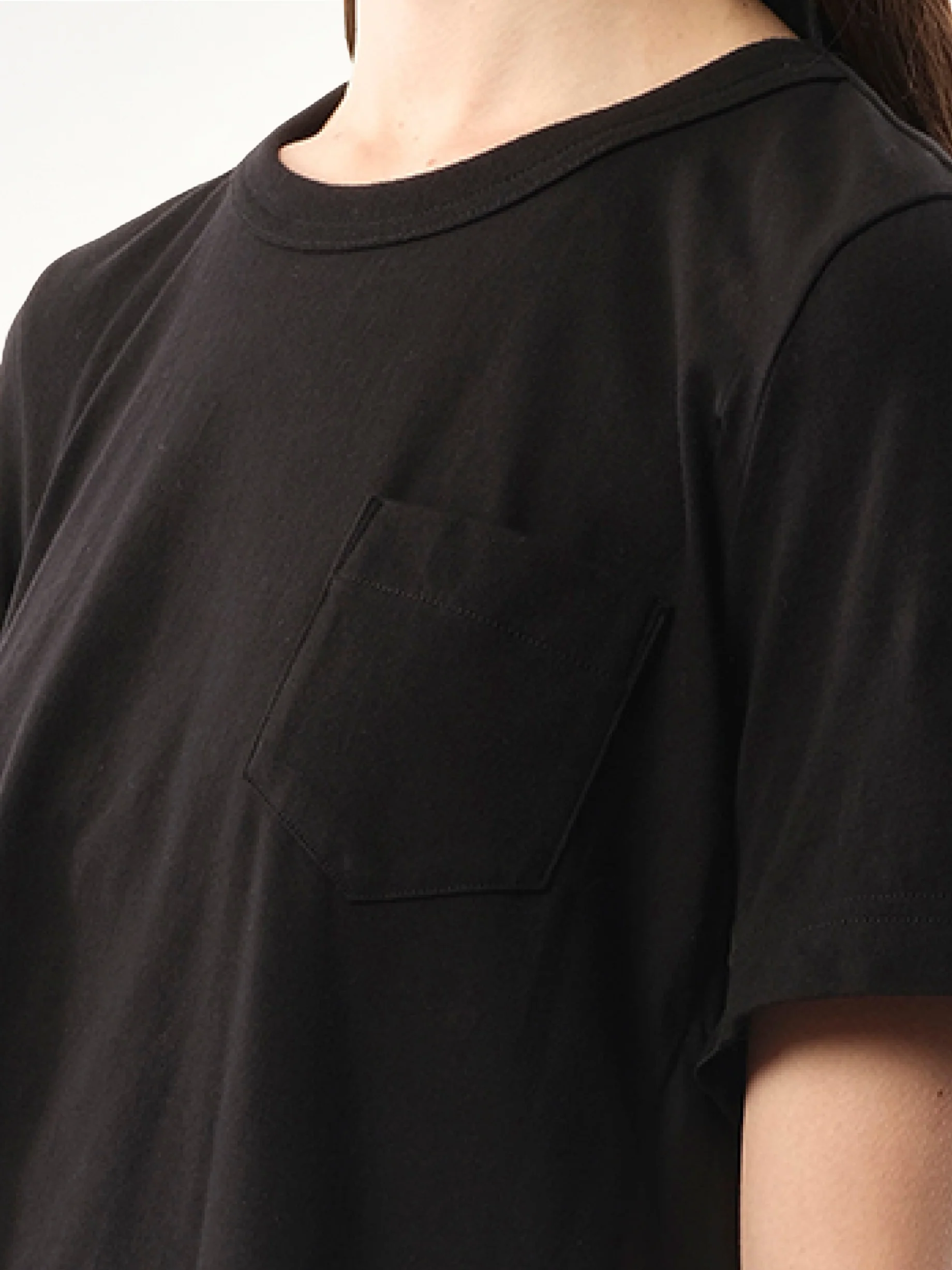 Cotton Poplin Cotton Jersey T-Shirt in Black - Image 3
