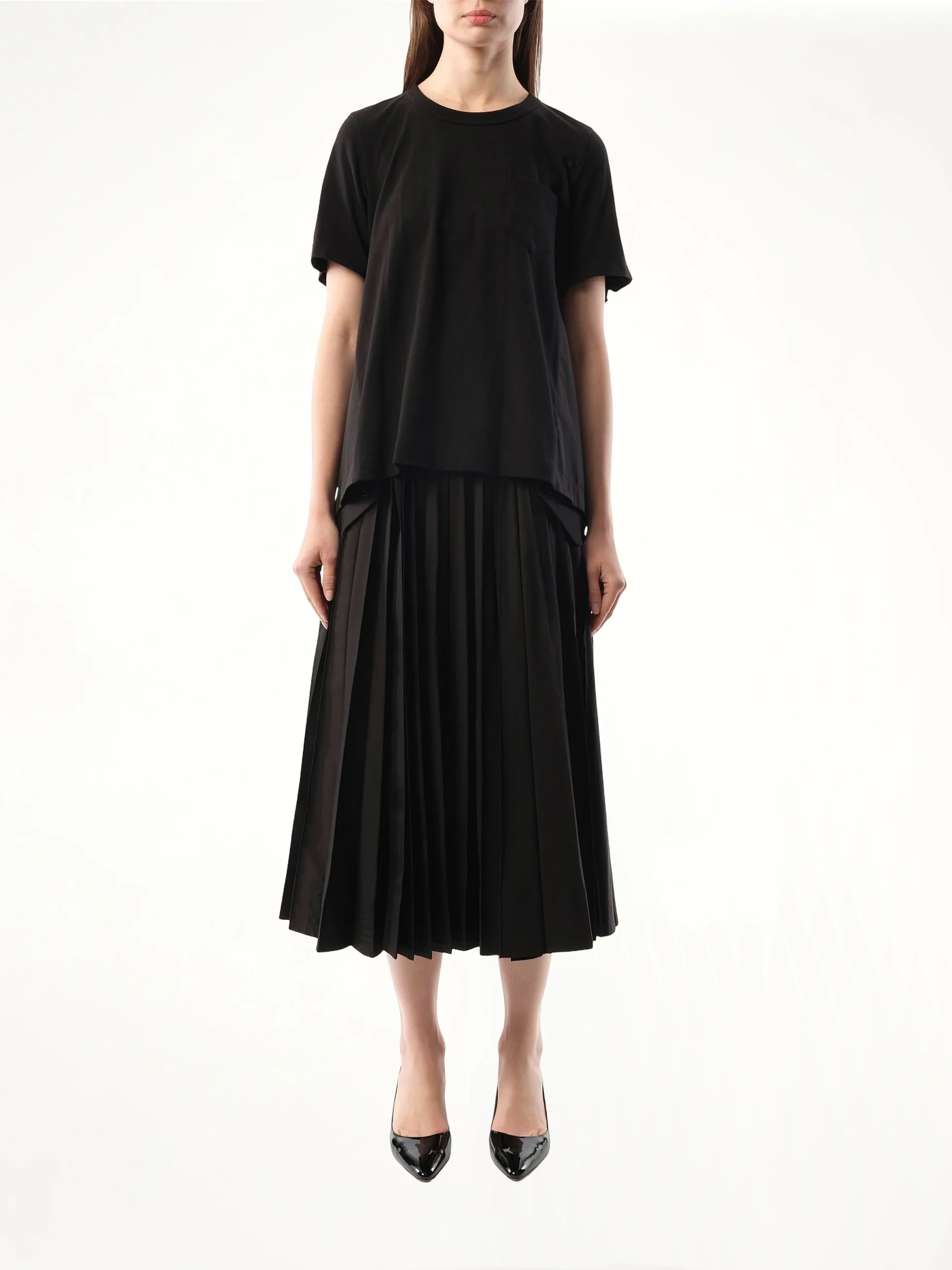 Cotton Poplin Cotton Jersey T-Shirt in Black - Image 4