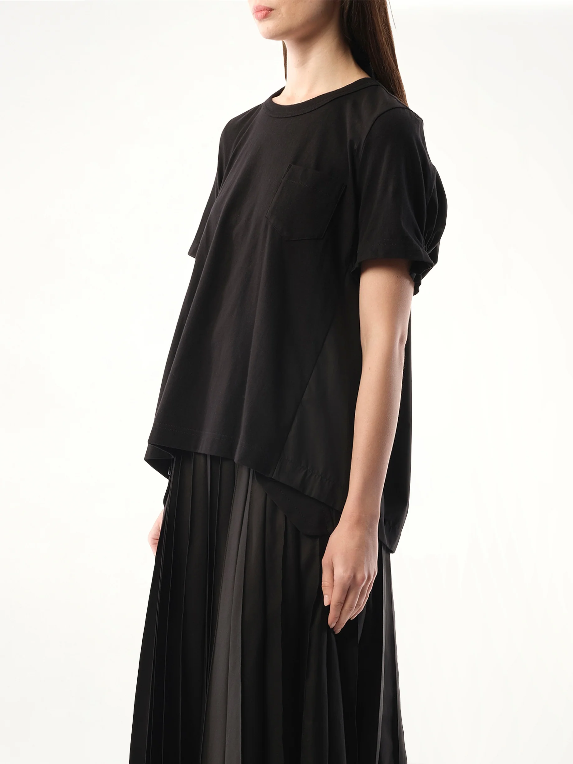 Cotton Poplin Cotton Jersey T-Shirt in Black - Image 5