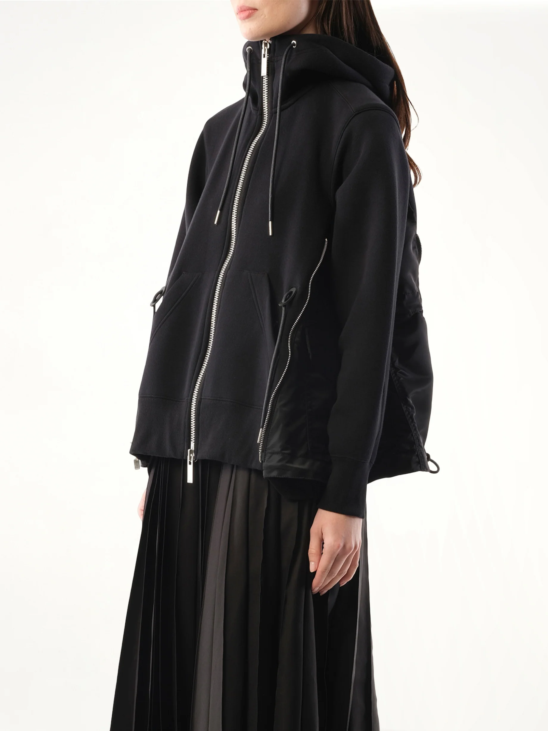 Sponge Sweat Nylon Twill Hoodie in Black - Image 3