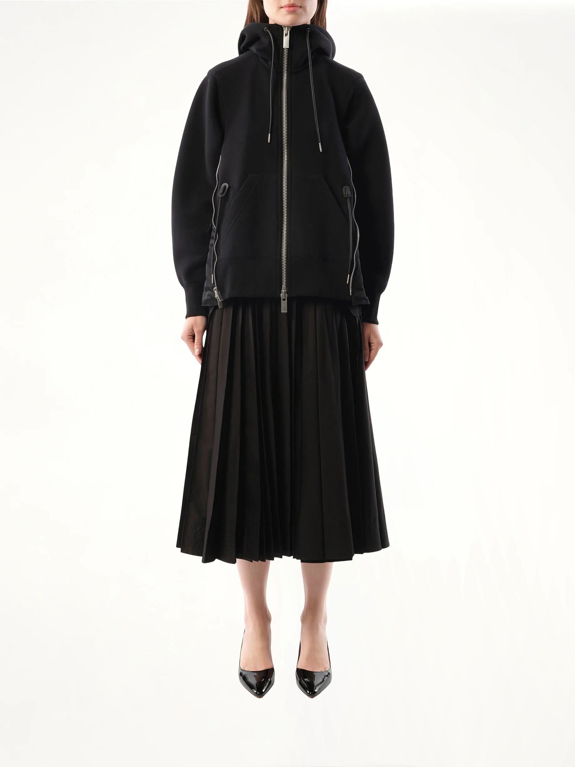 Sponge Sweat Nylon Twill Hoodie in Black - Image 4