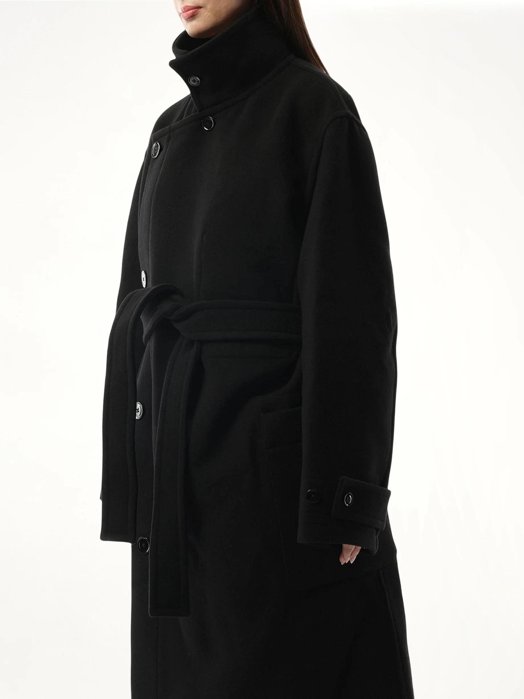 Wrap Coat in Black - Image 5