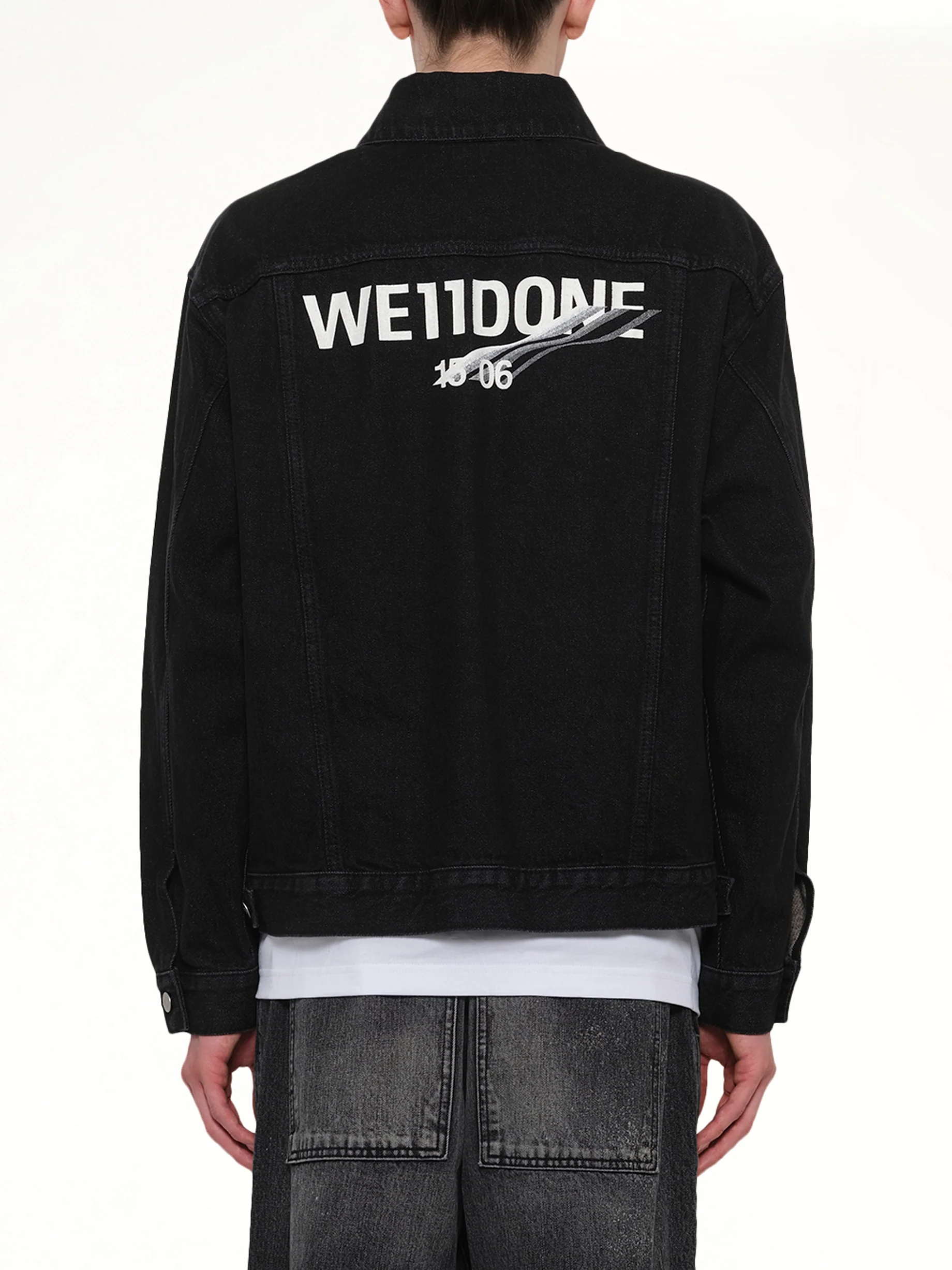 1506 Logo Loose-Fit Denim Trucker Jacket in Black - Image 5