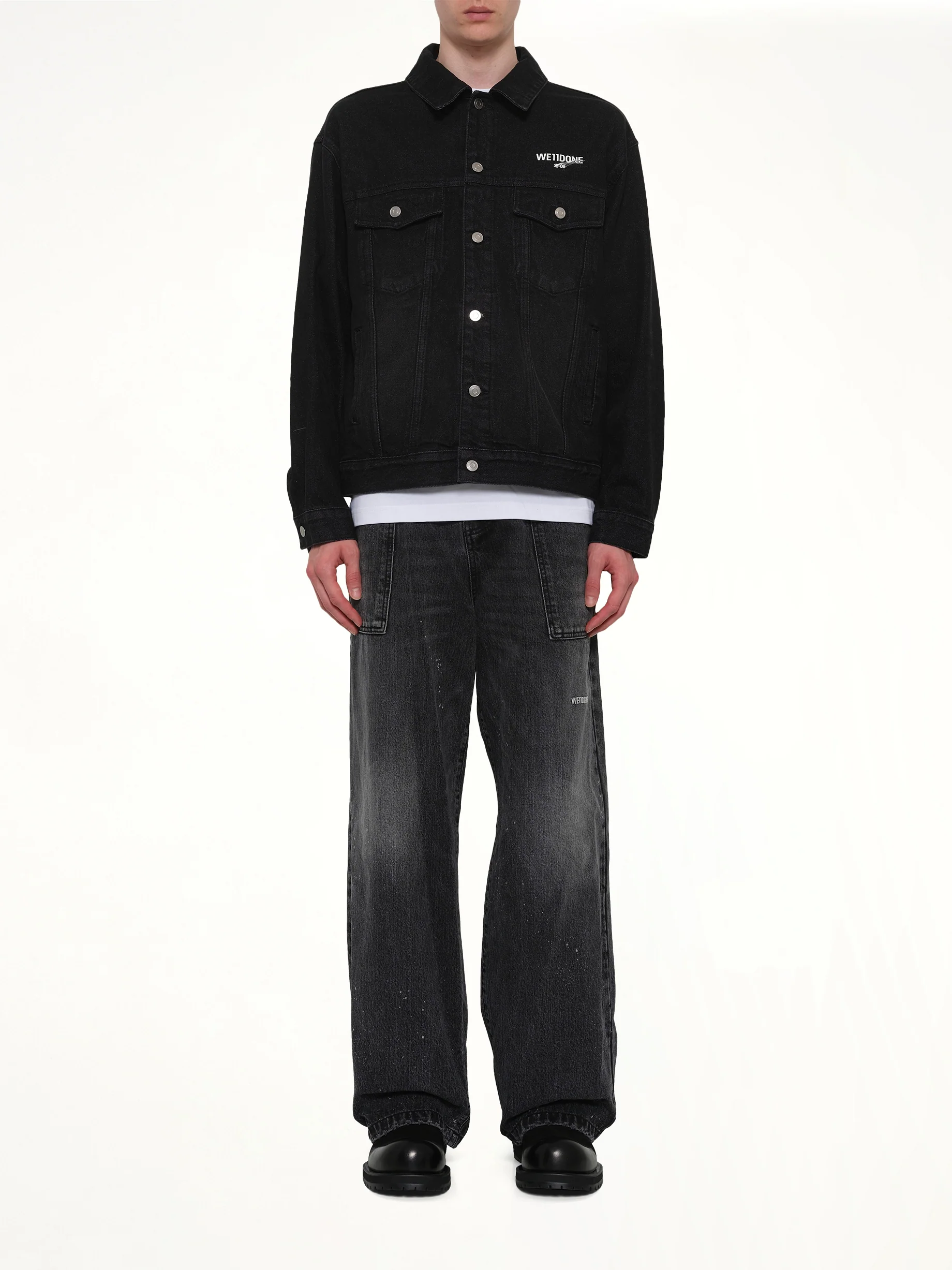 1506 Logo Loose-Fit Denim Trucker Jacket in Black - Image 7