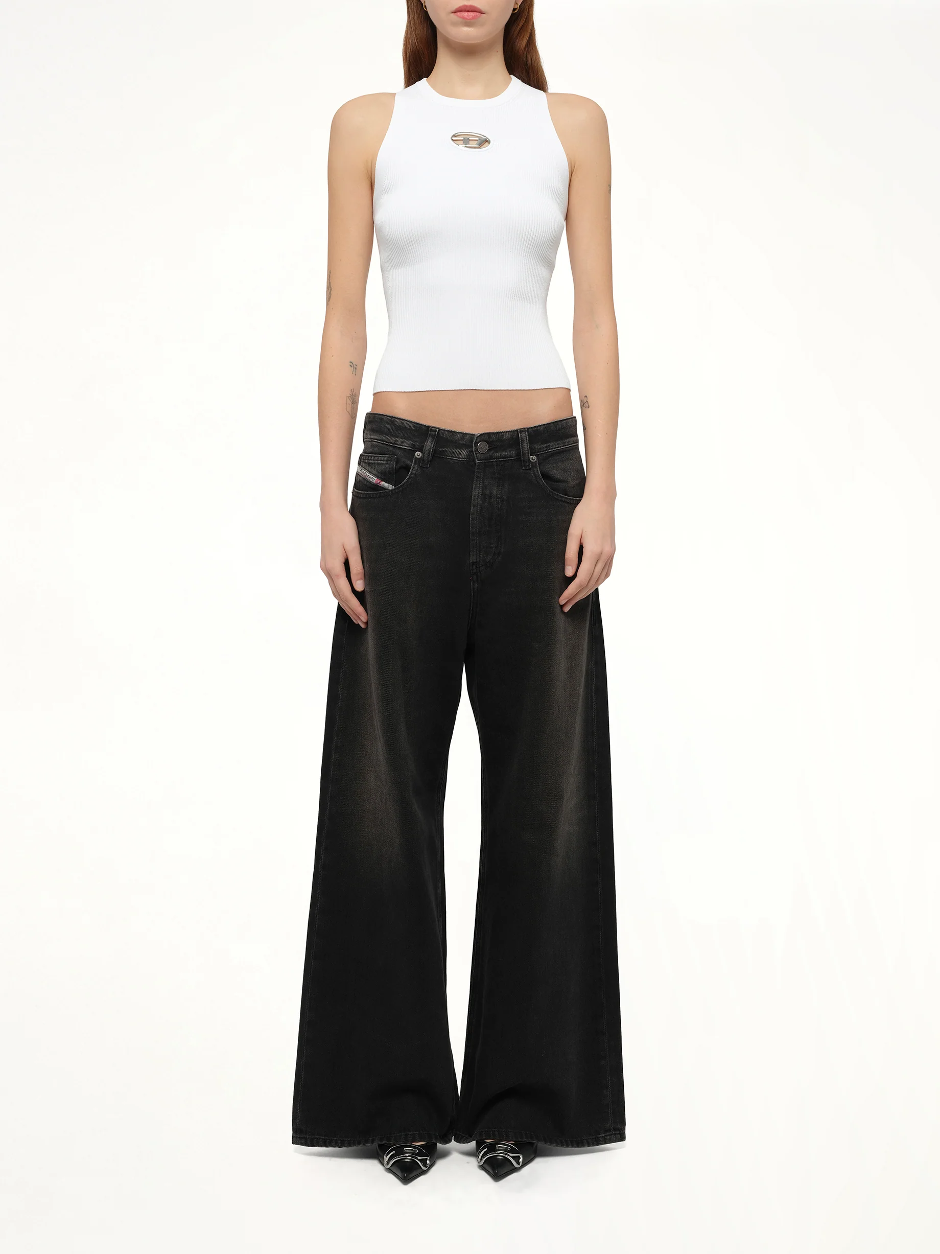 1996 D-SIRE Wide Jeans in Black/Dark Grey - Image 7