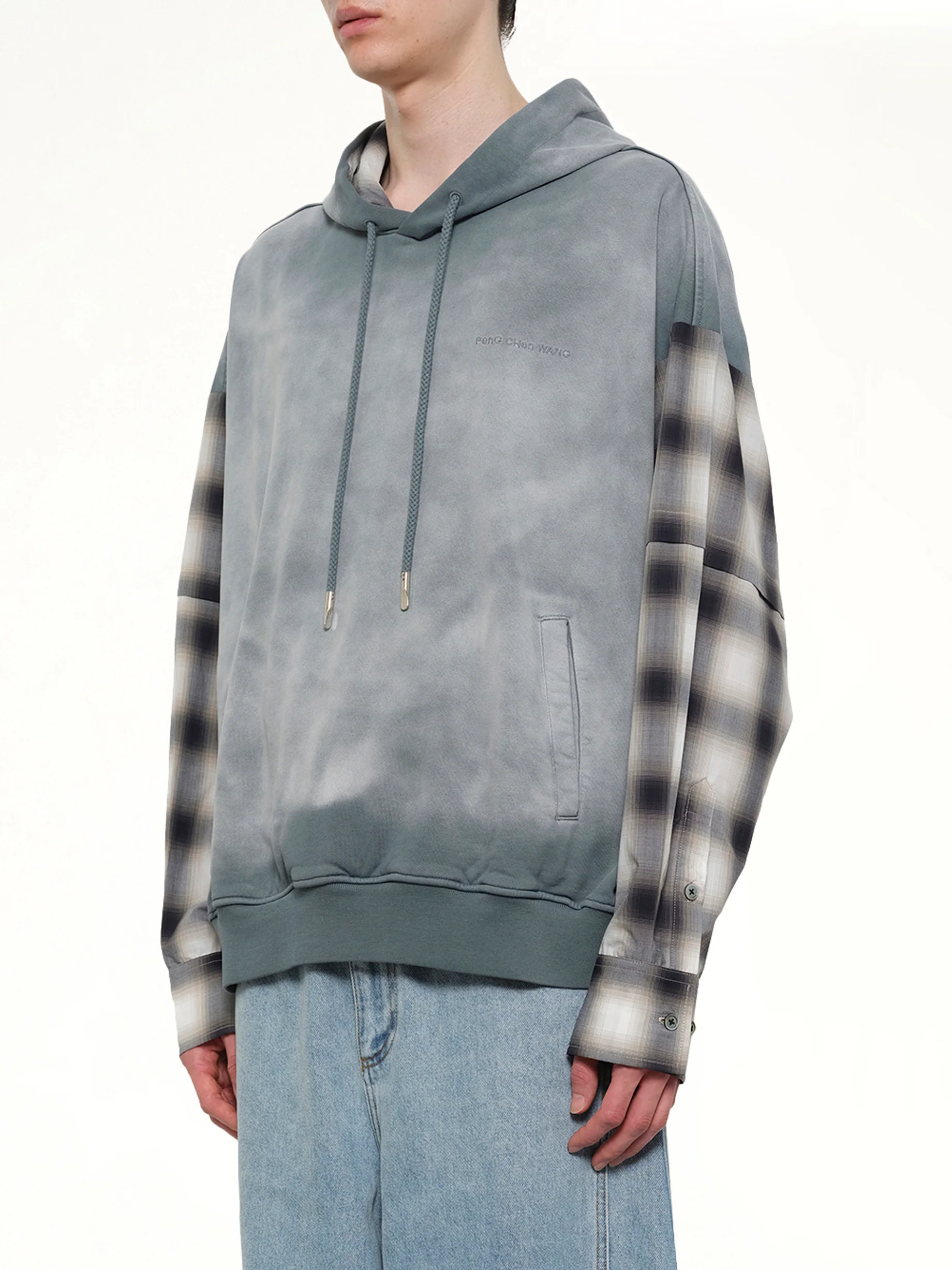 2 in 1 Check Hoodie in Grey - Image 3