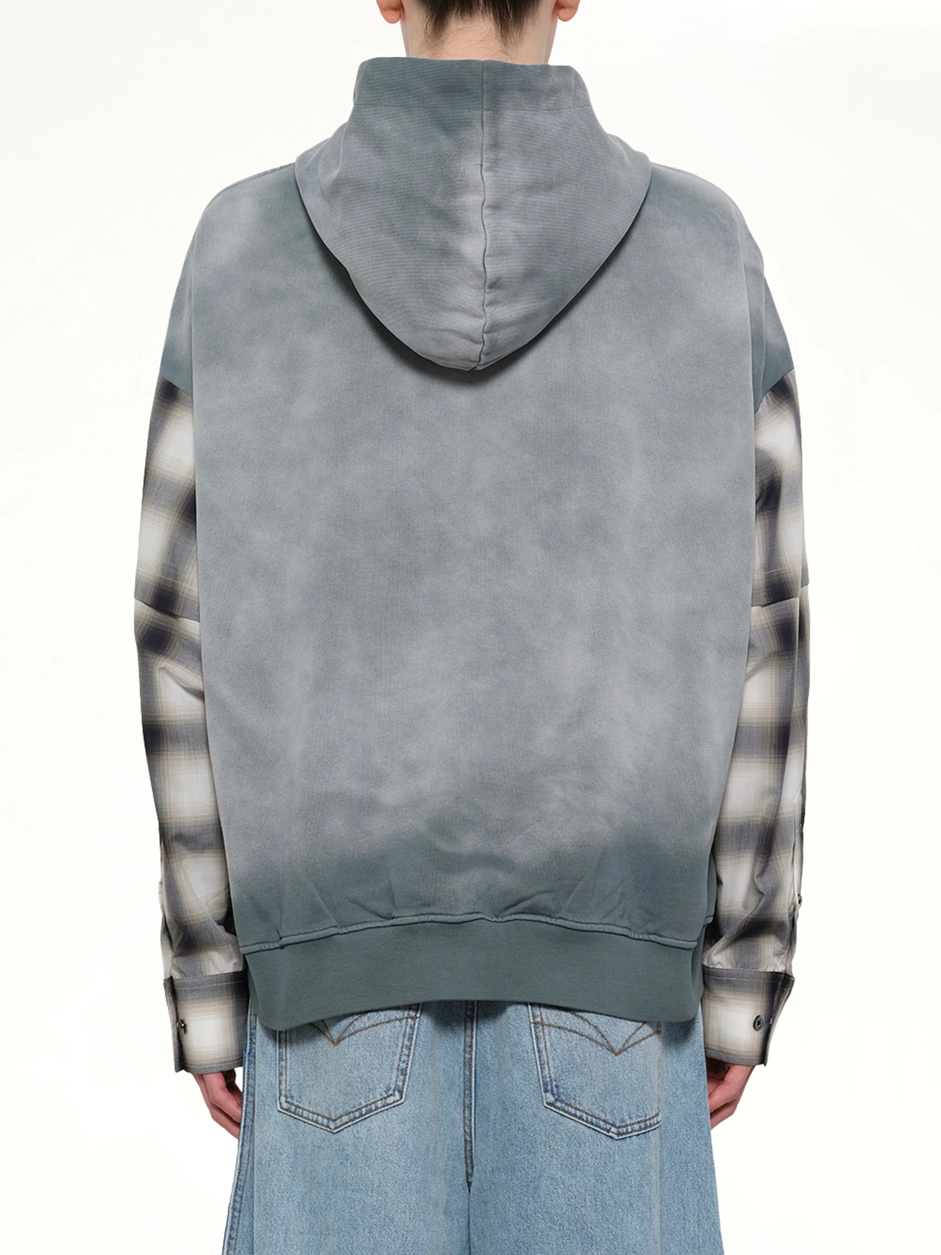 2 in 1 Check Hoodie in Grey - Image 5
