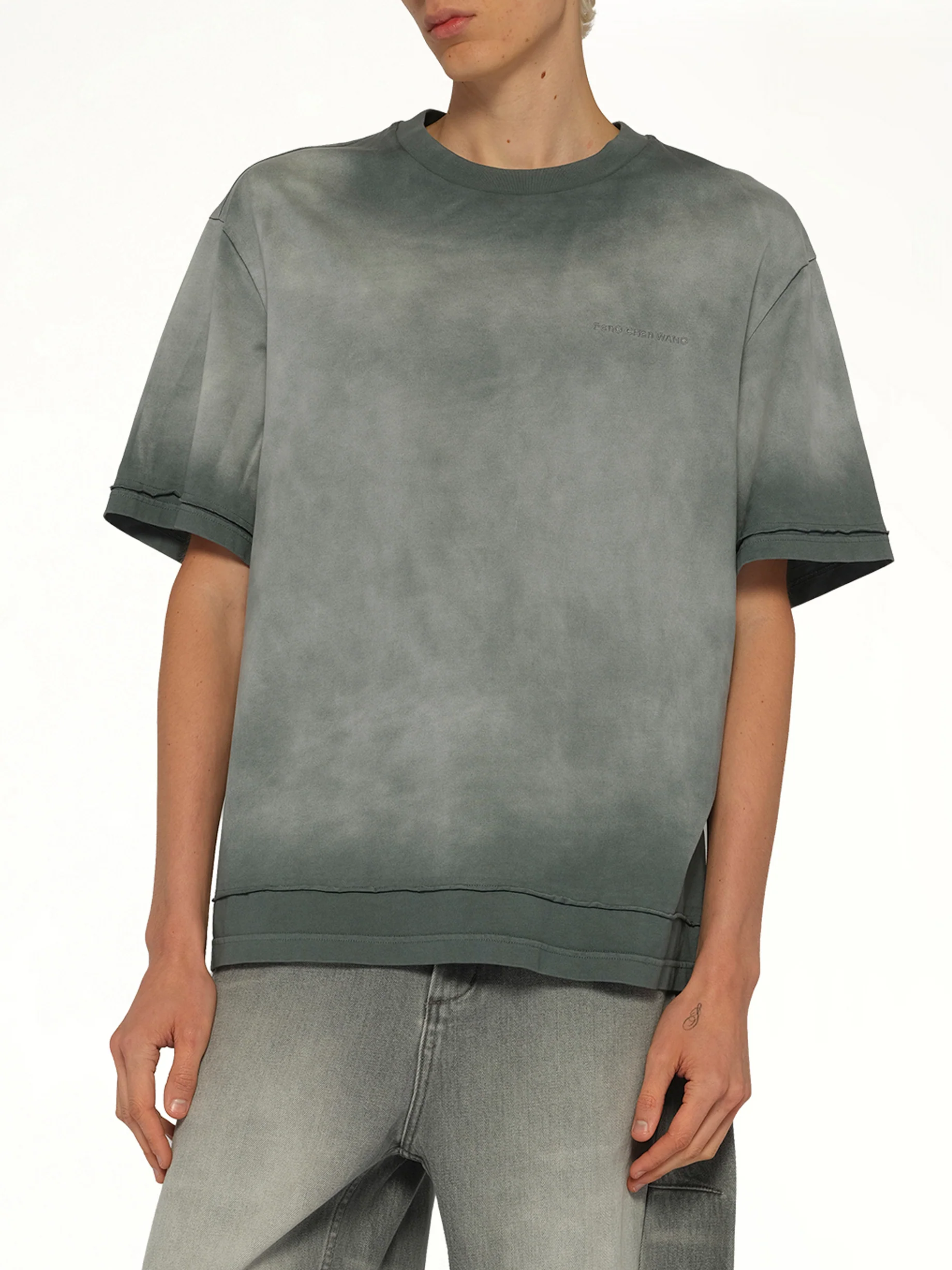 2 in 1 Washed T-Shirt in Grey - Image 6