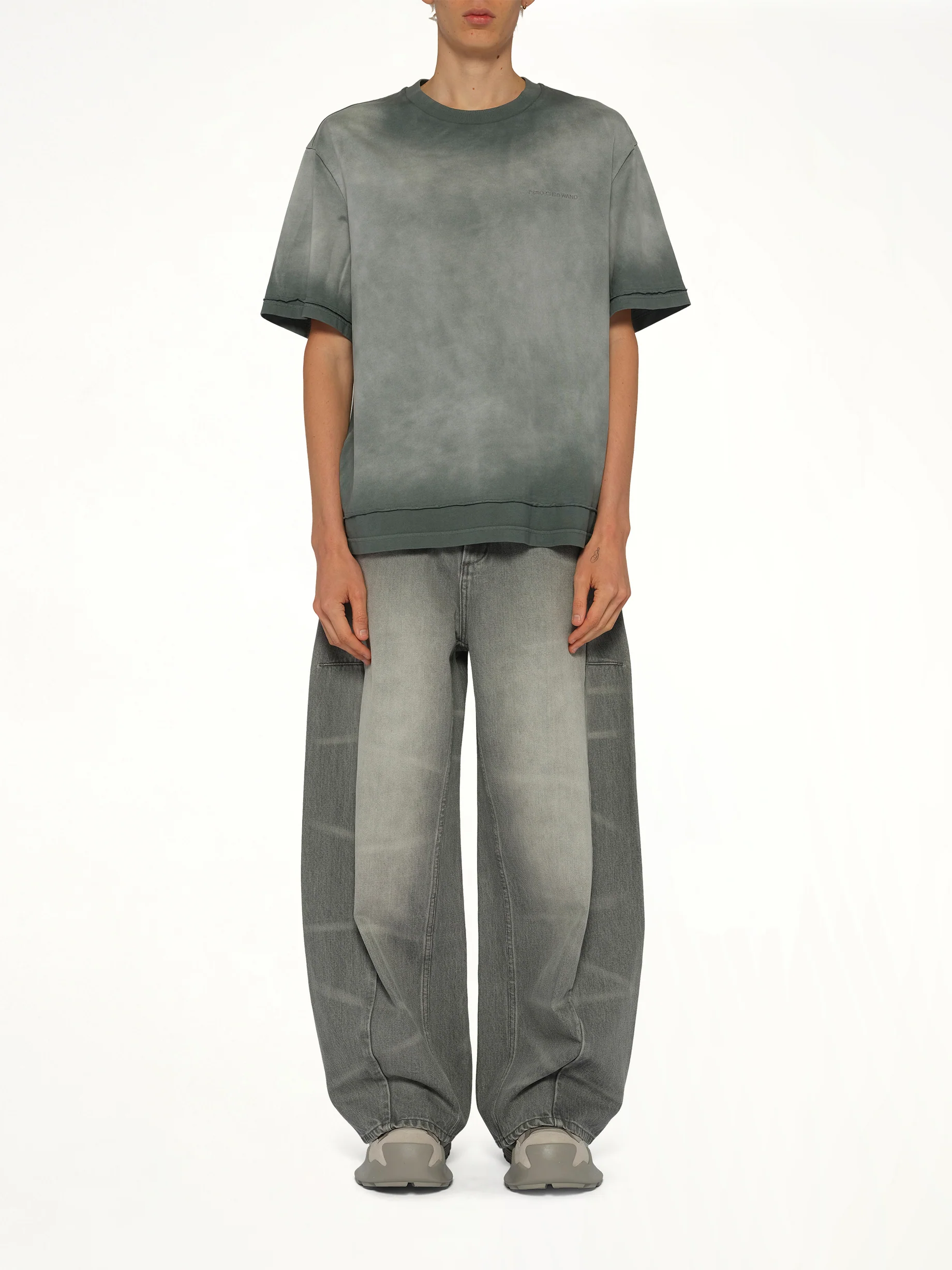 2 in 1 Washed T-Shirt in Grey - Image 7