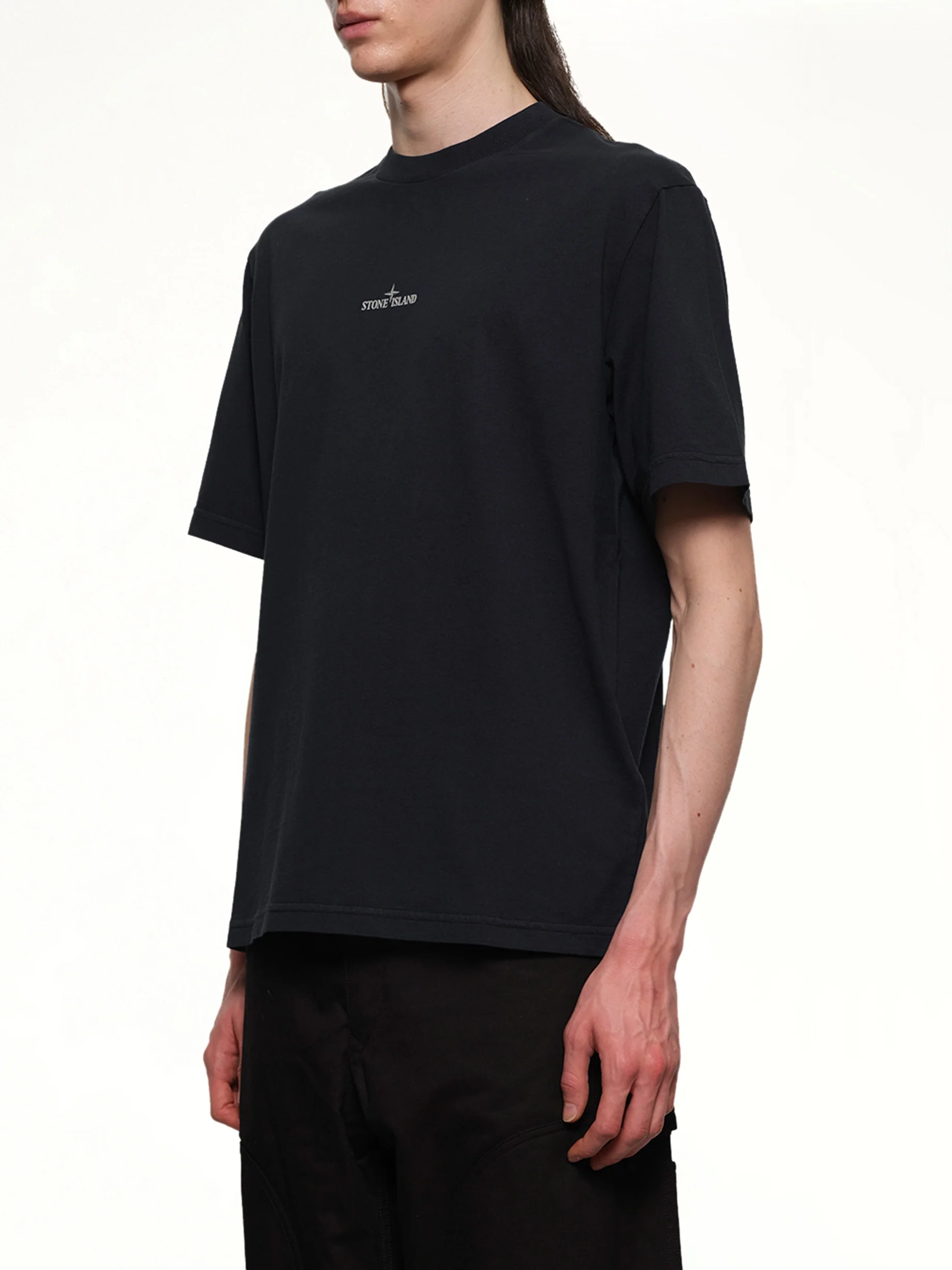 210003 Industrial Print S/S T-Shirt in Navy Blue - Image 3
