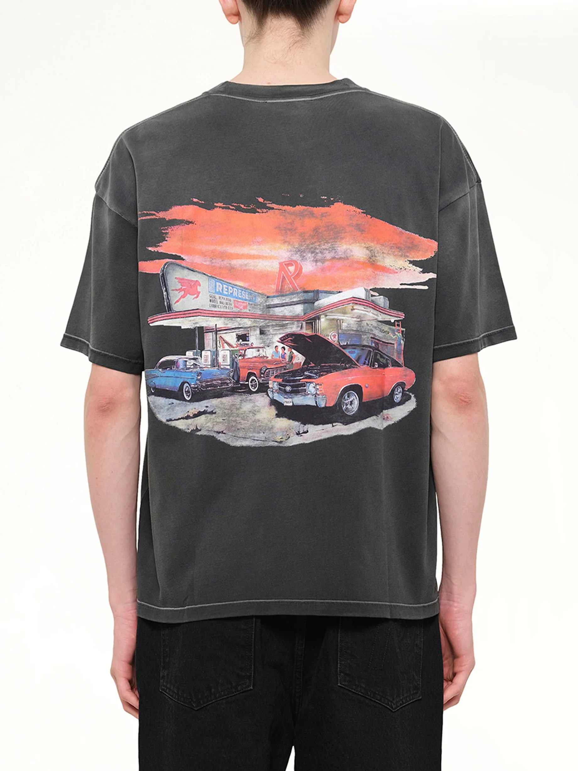 24 Hour Service T-Shirt in Stained Black - Image 5