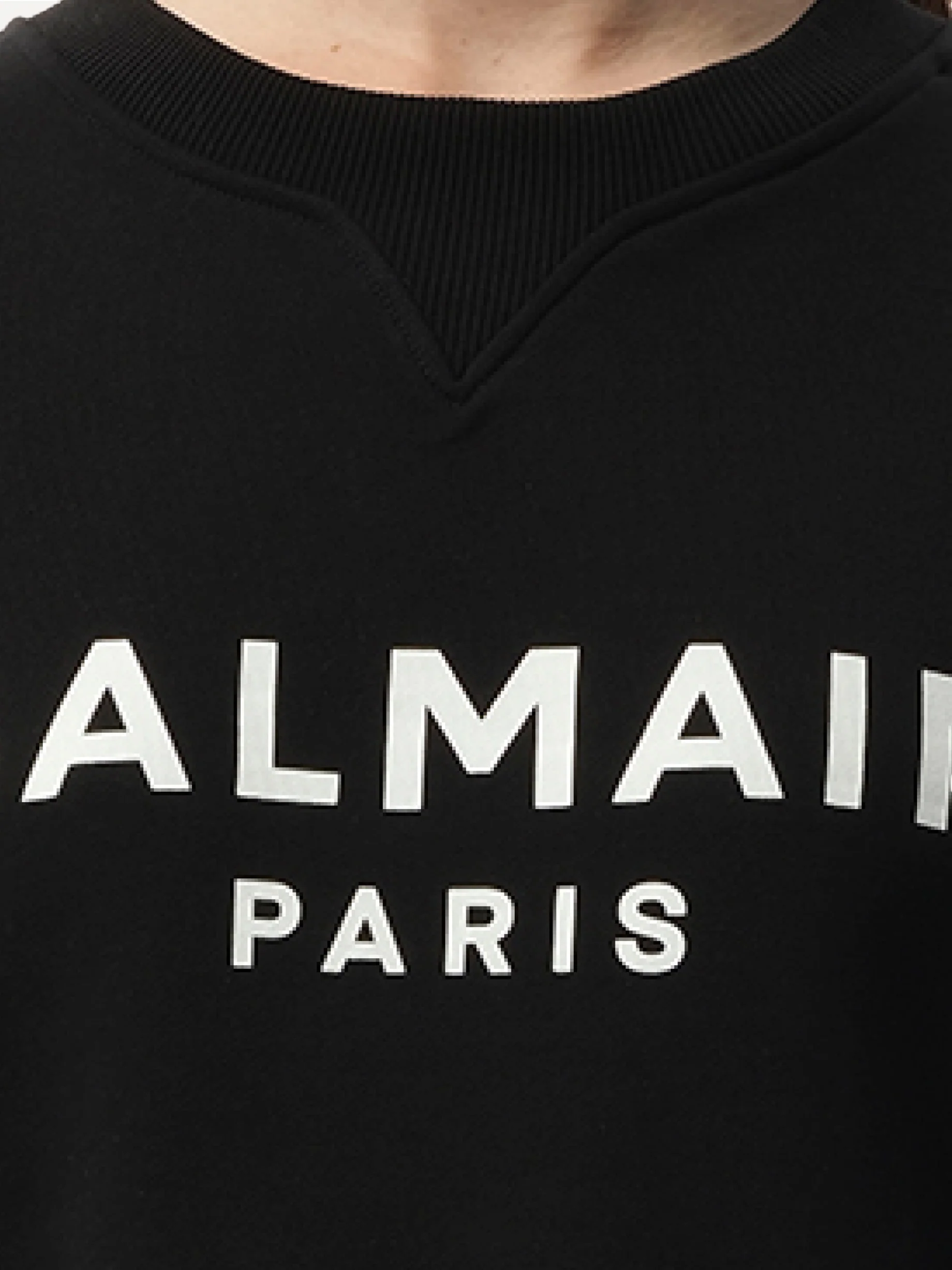 3 Button Balmain Printed Sweatshirt in Black/White - Image 3