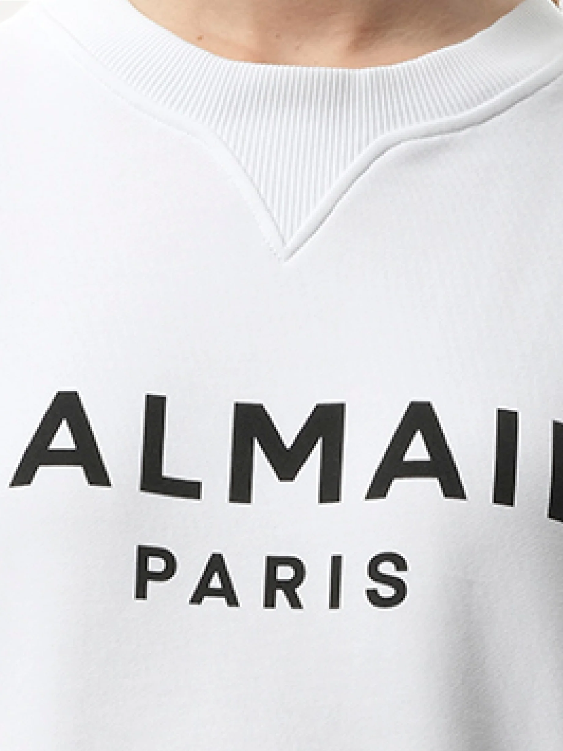 3 Button Balmain Printed Sweatshirt in White/Black - Image 3