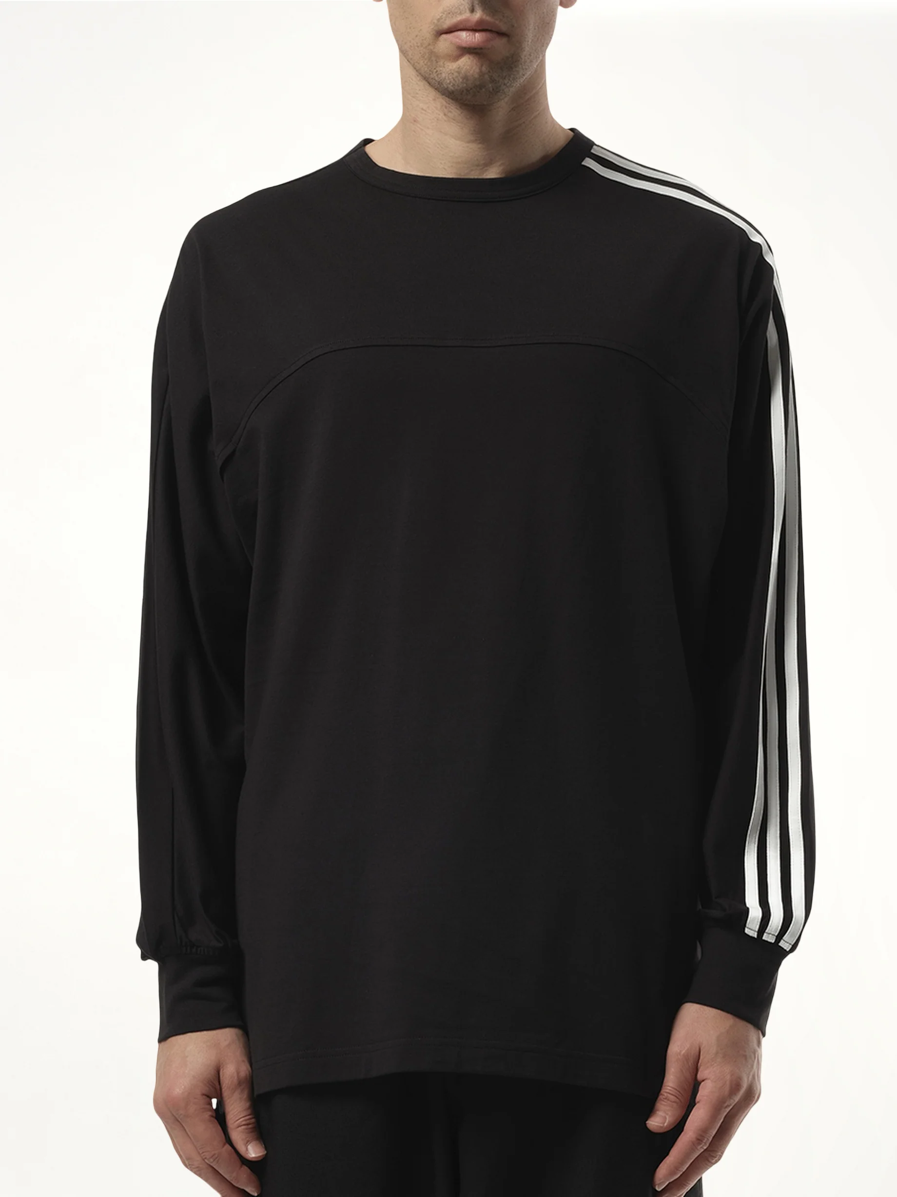 3 Stripe Long Sleeve T-Shirt in Black