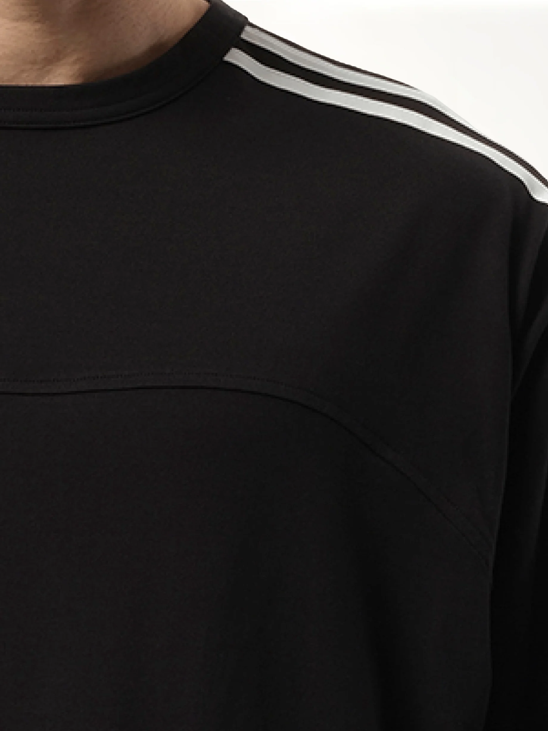 3 Stripe Long Sleeve T-Shirt in Black - Image 3