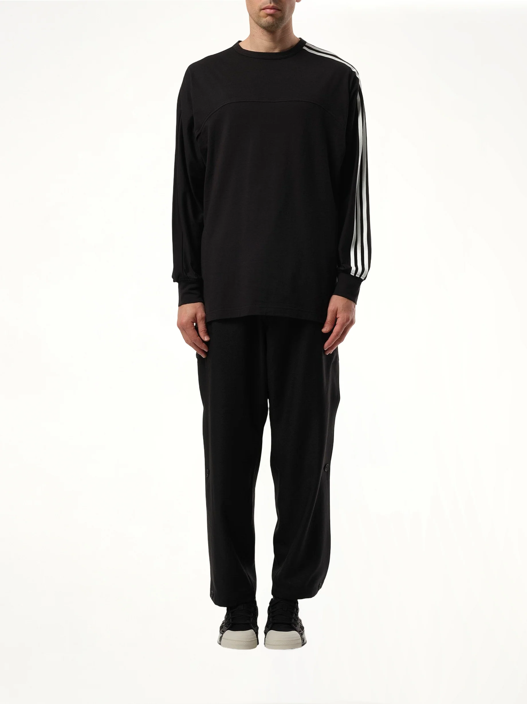 3 Stripe Long Sleeve T-Shirt in Black - Image 4