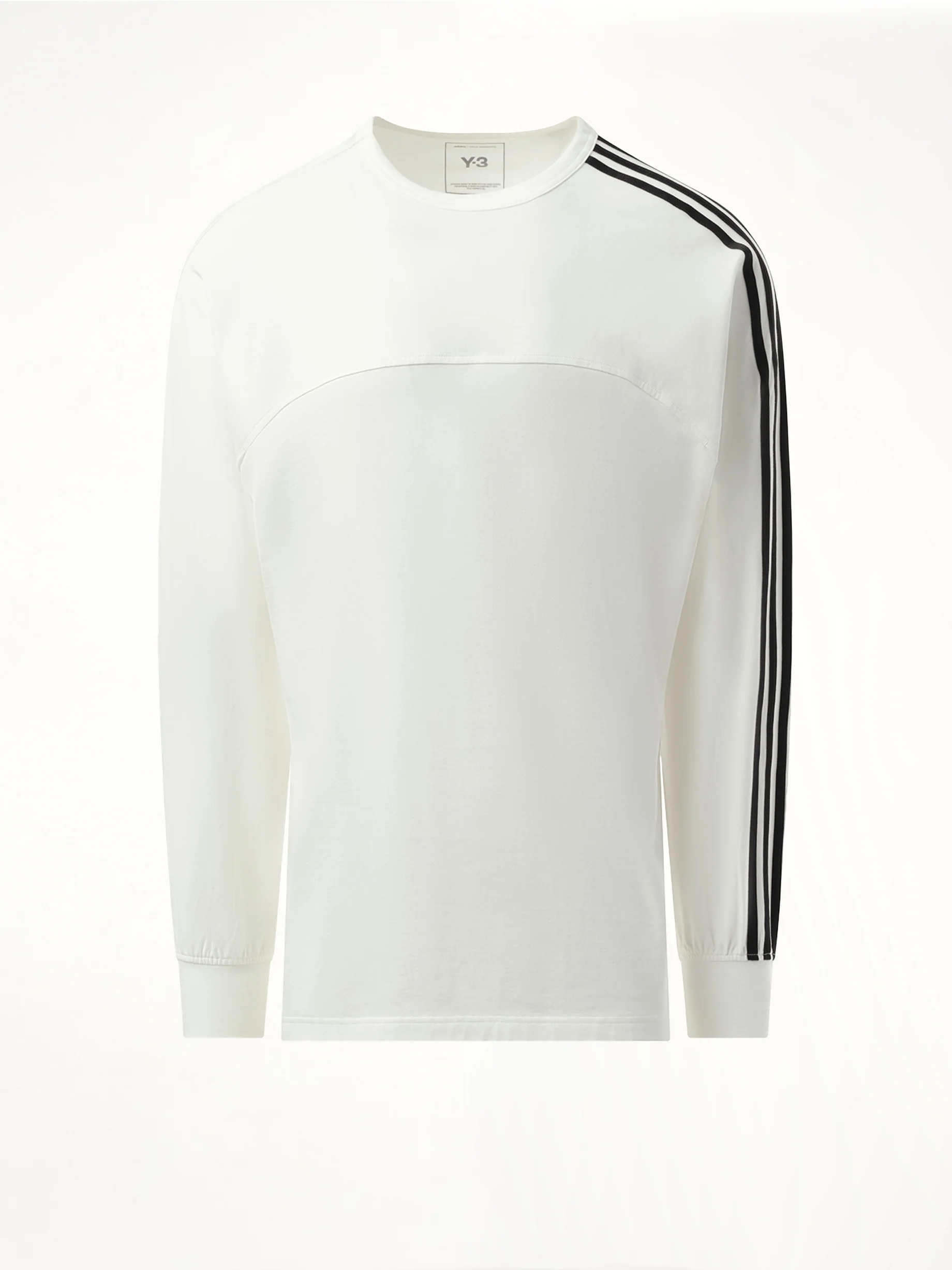 3 Stripe Long Sleeve T-Shirt in White - Image 2
