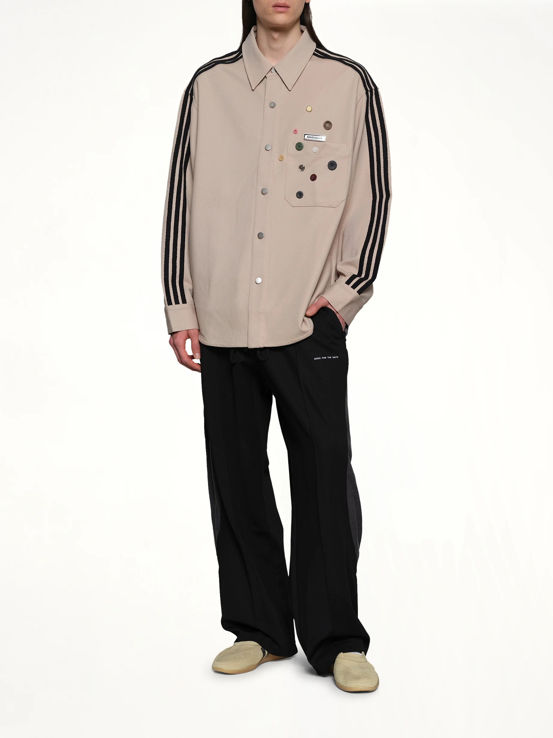 3 Stripe Shirt in Stone Khaki - Image 4