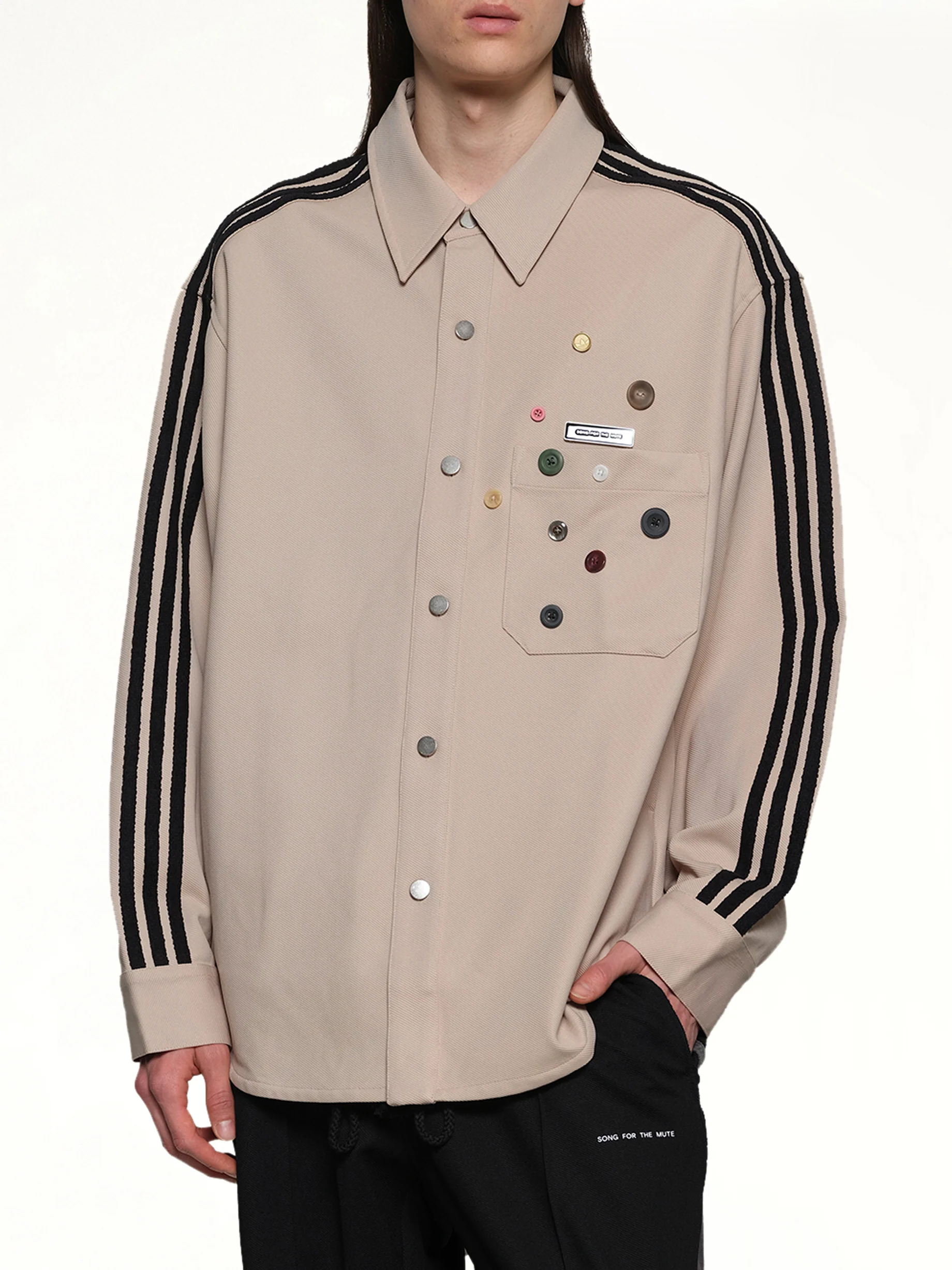 3 Stripe Shirt in Stone Khaki - Image 6
