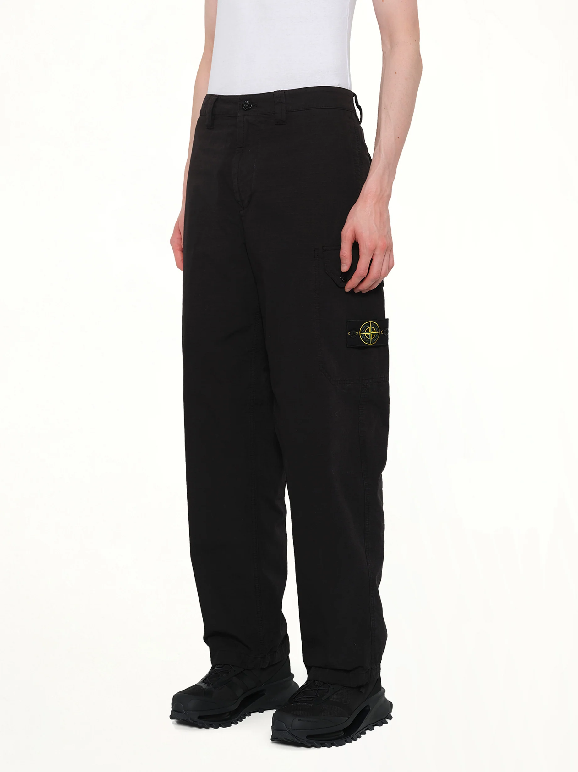 3100011 Organic Cotton Ripstop Trousers in Black - Image 3