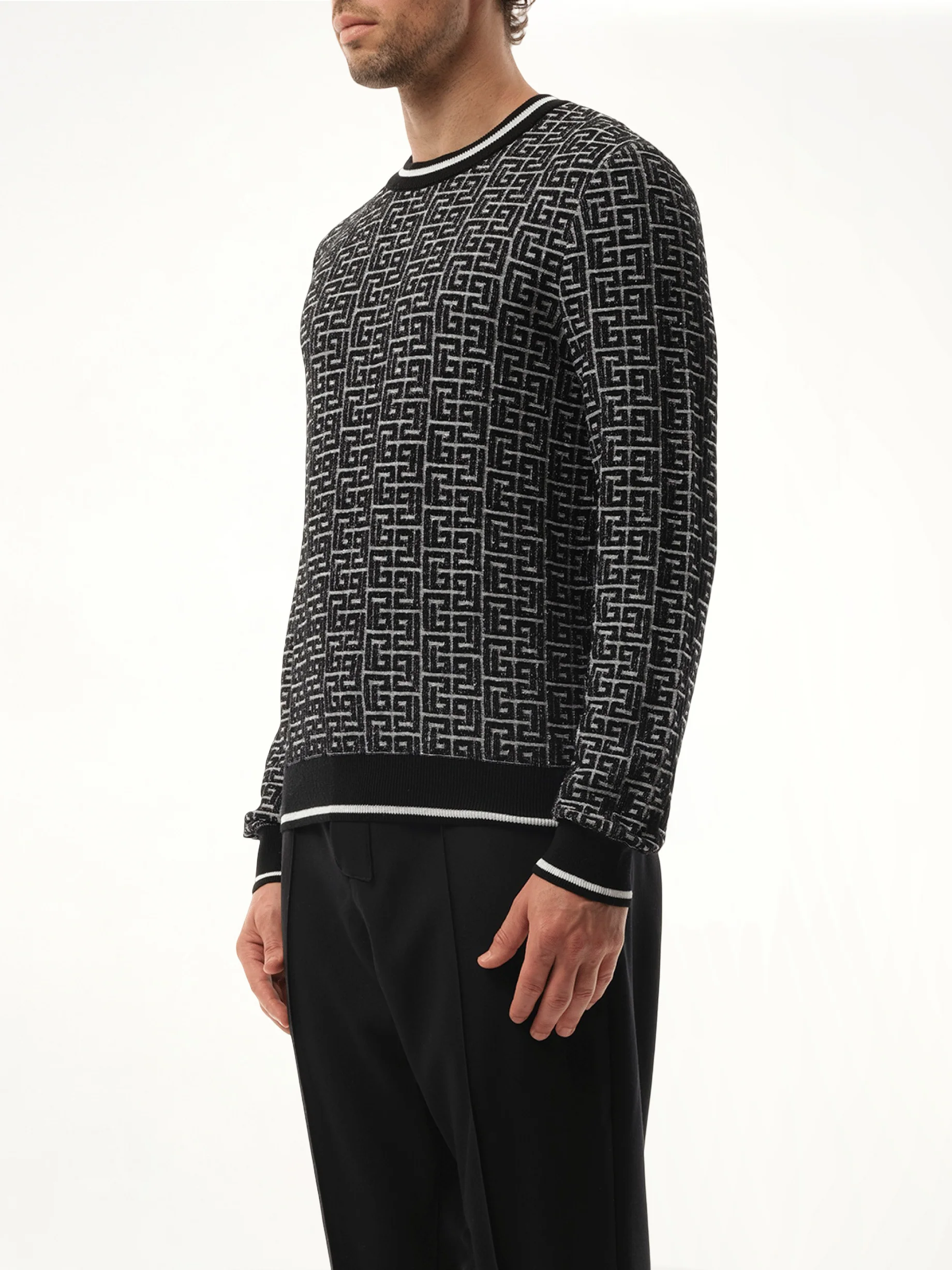 3D Monogram Vanise Knit Sweater in White/Black - Image 5