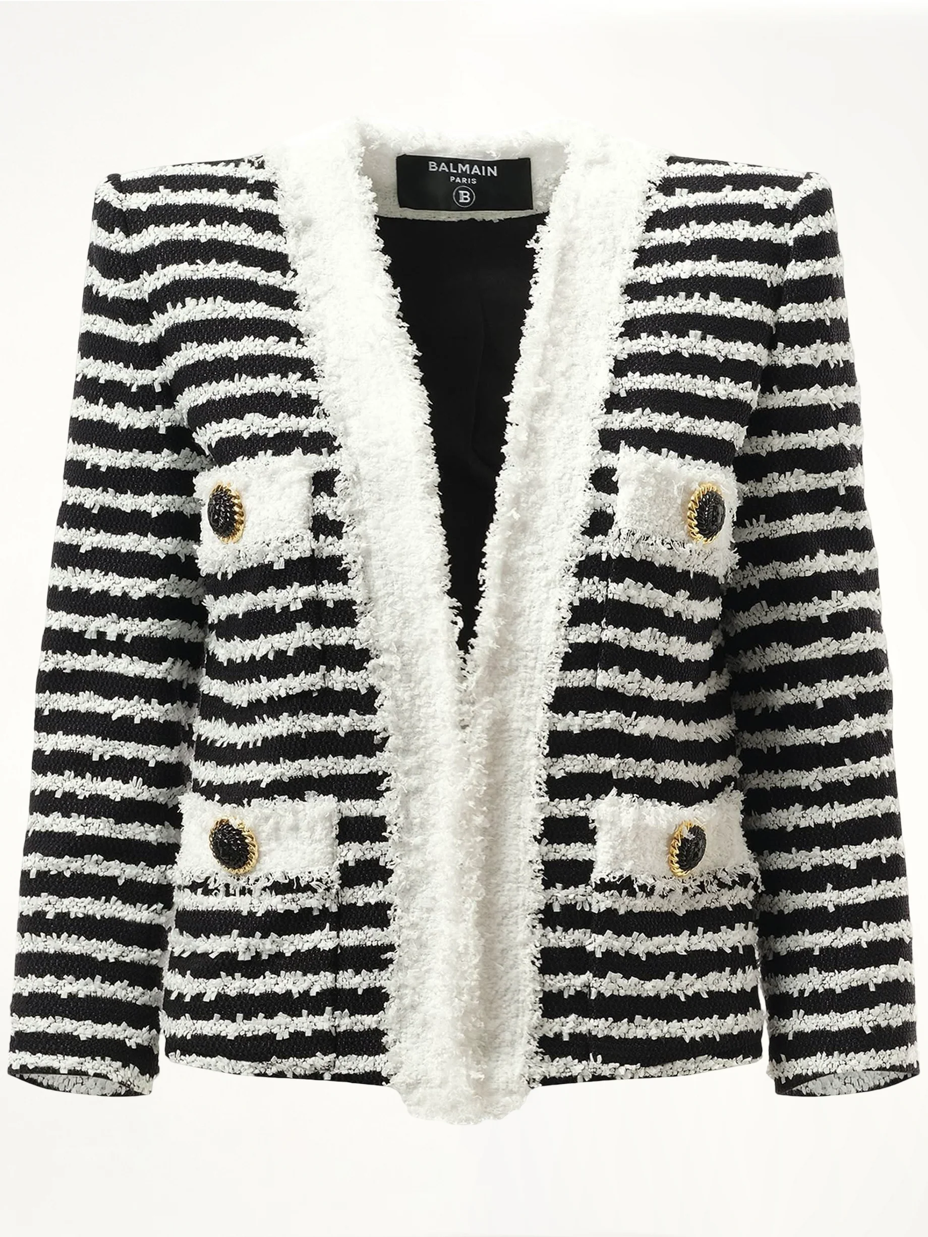 4PKT Mariniere Tweed Jacket in Black/White - Image 2