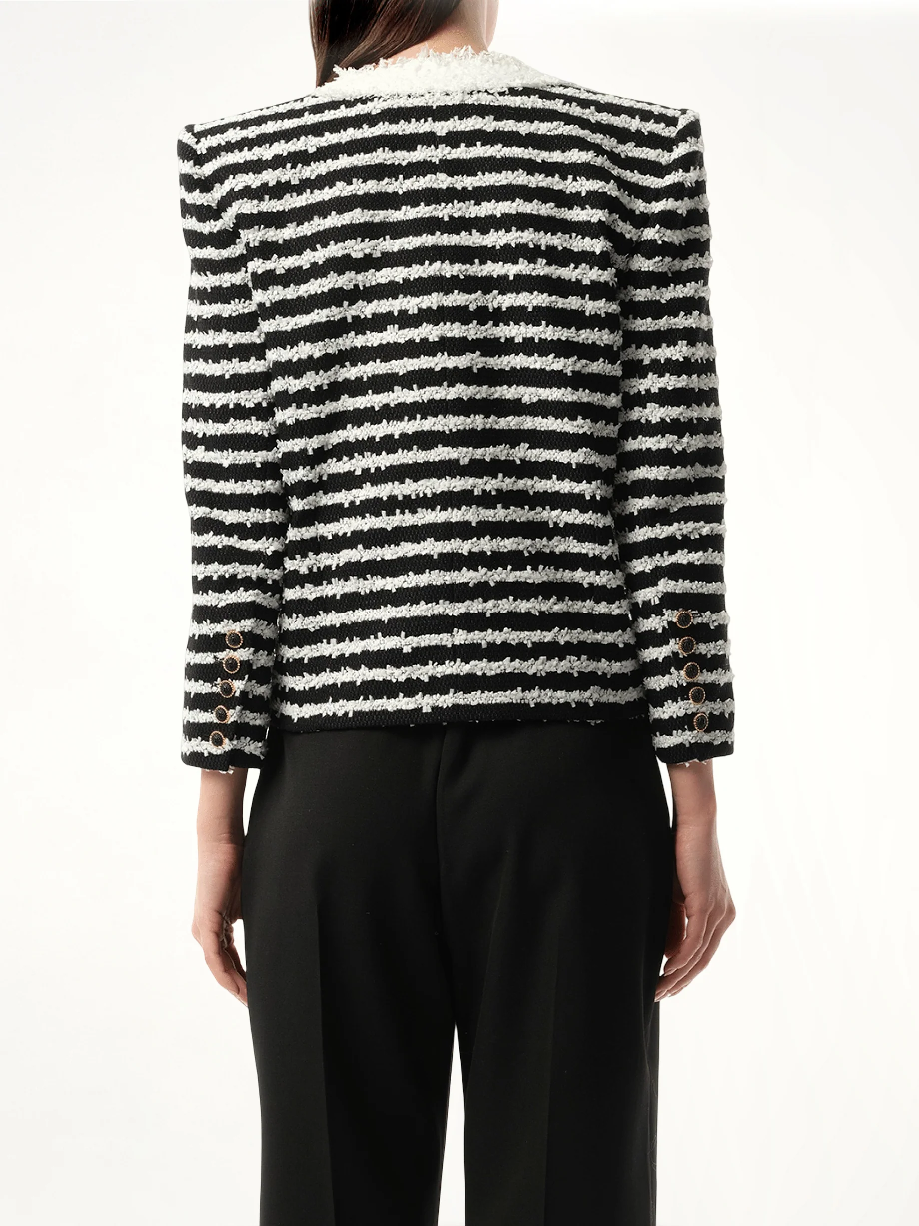 4PKT Mariniere Tweed Jacket in Black/White - Image 6