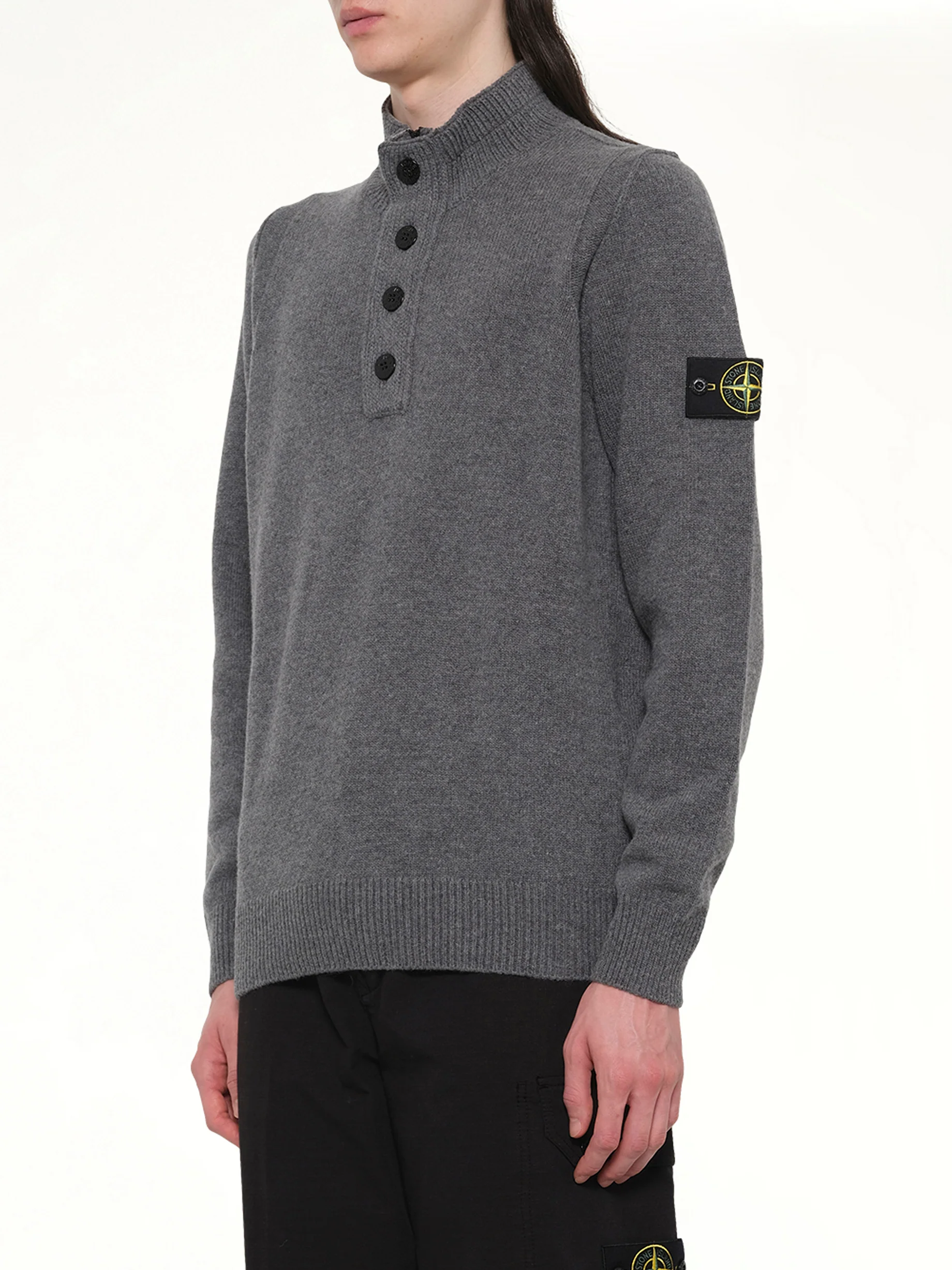 510004 Lambs Wool LS Polo in Cement Melange - Image 3
