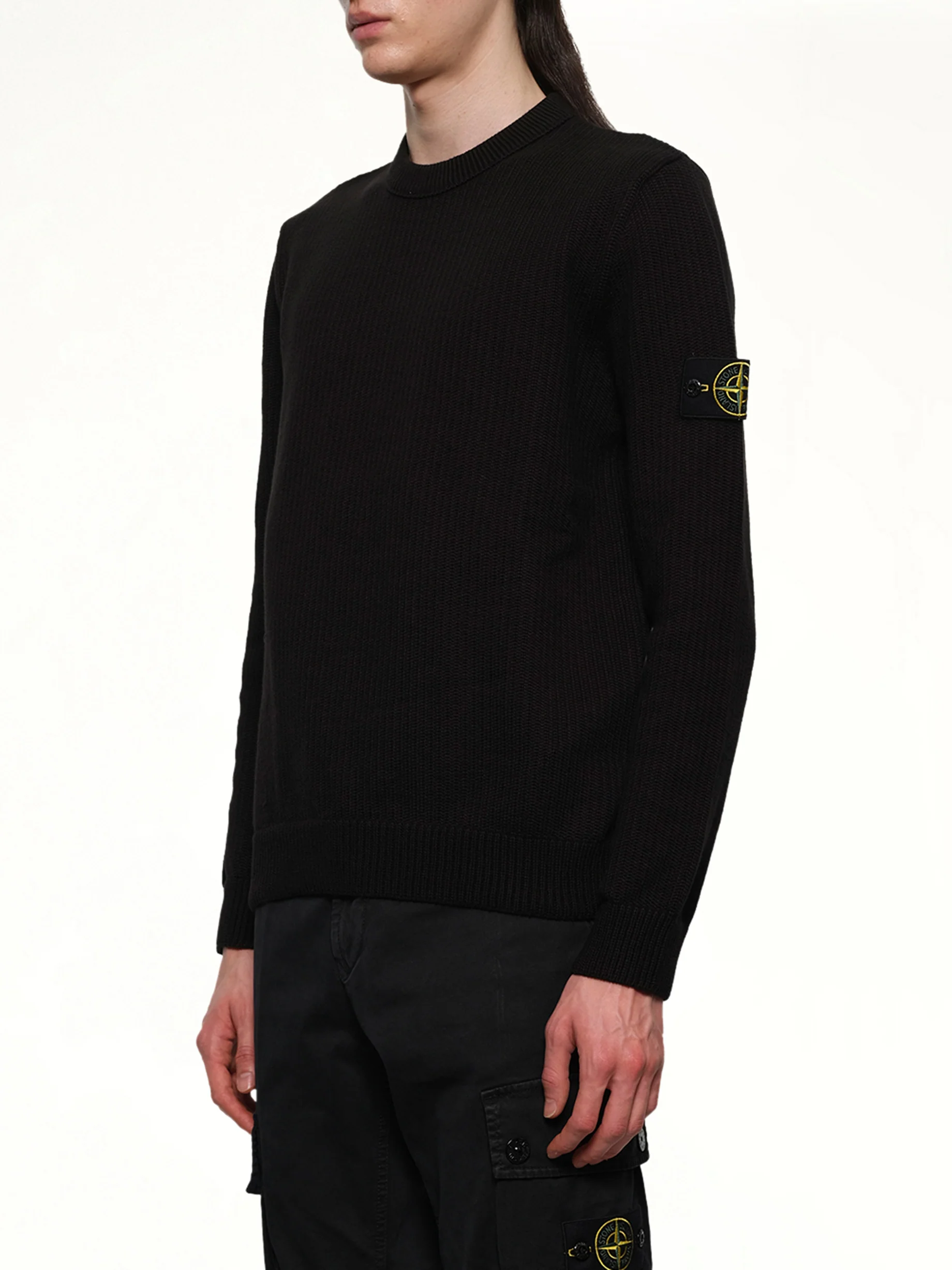 510004 Wool Crew Neck Sweater in Black - Image 3