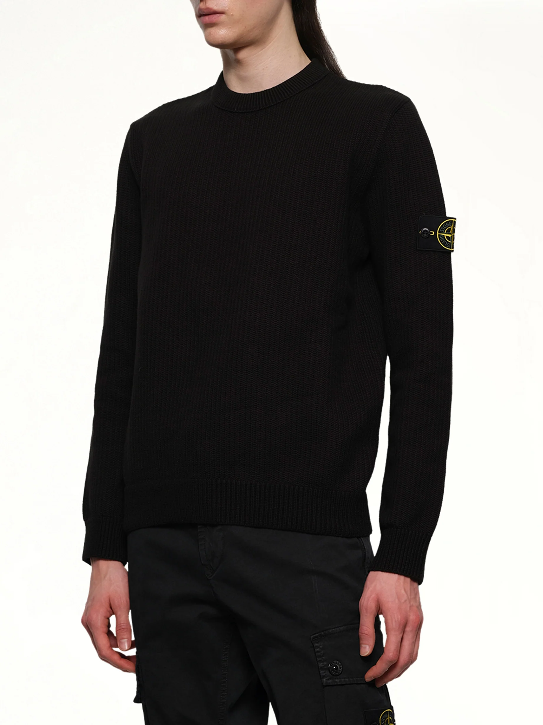 510004 Wool Crew Neck Sweater in Black - Image 6