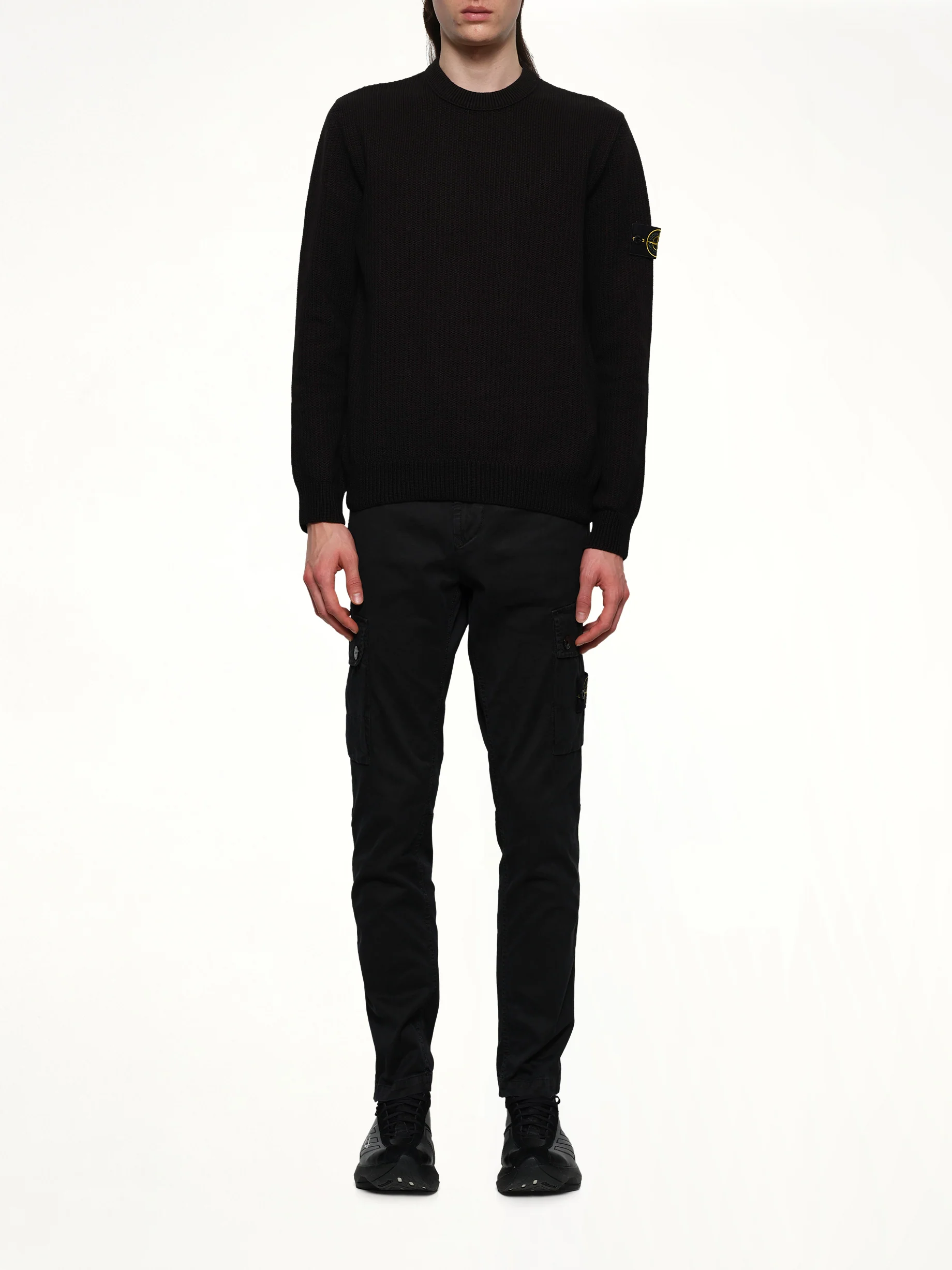 510004 Wool Crew Neck Sweater in Black - Image 7