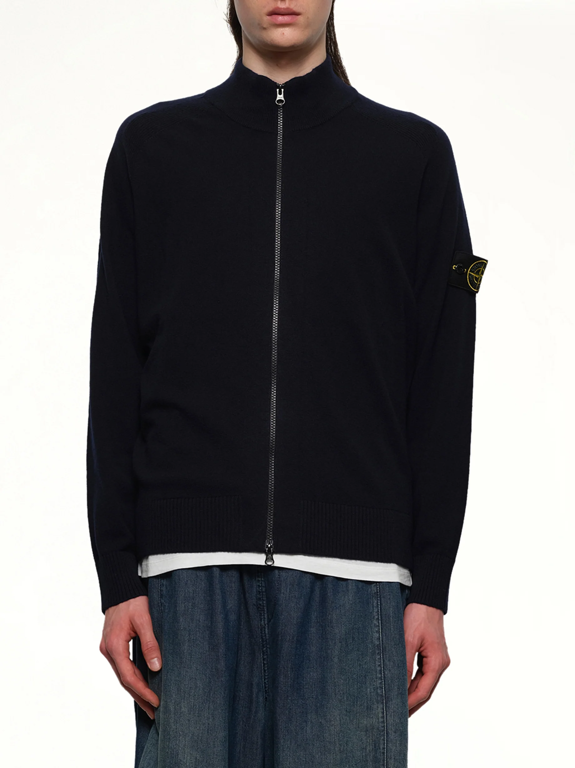 510004 Zip Knit Cardigan in Navy Blue