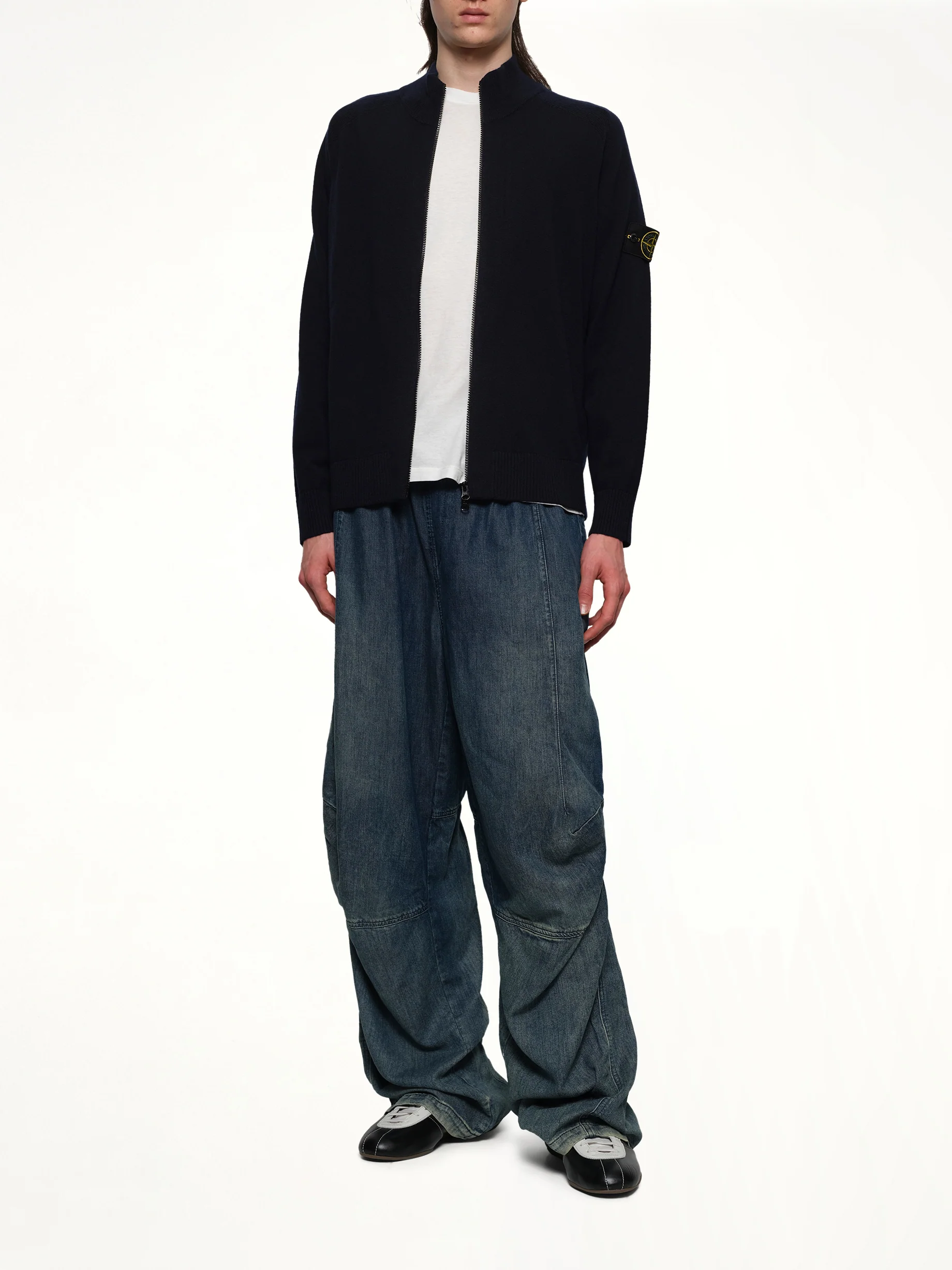510004 Zip Knit Cardigan in Navy Blue - Image 4