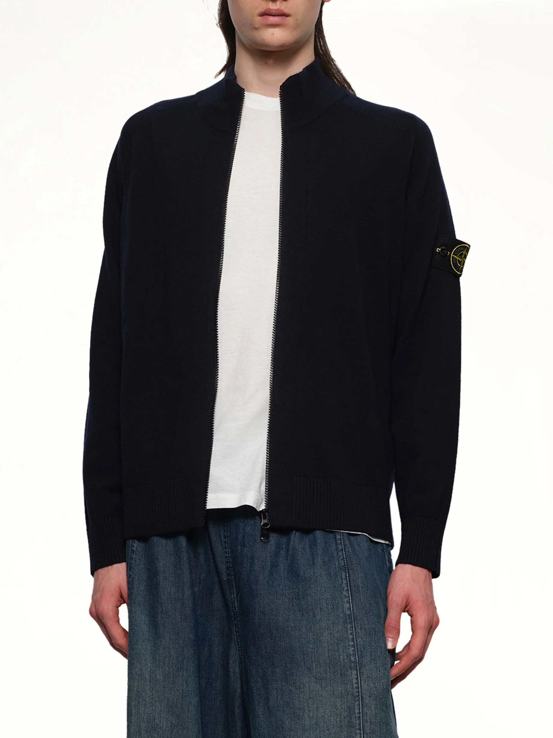 510004 Zip Knit Cardigan in Navy Blue - Image 6