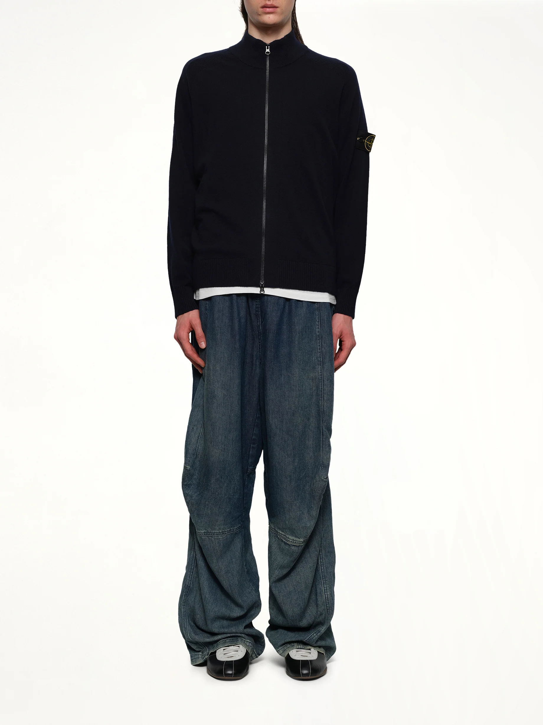 510004 Zip Knit Cardigan in Navy Blue - Image 7
