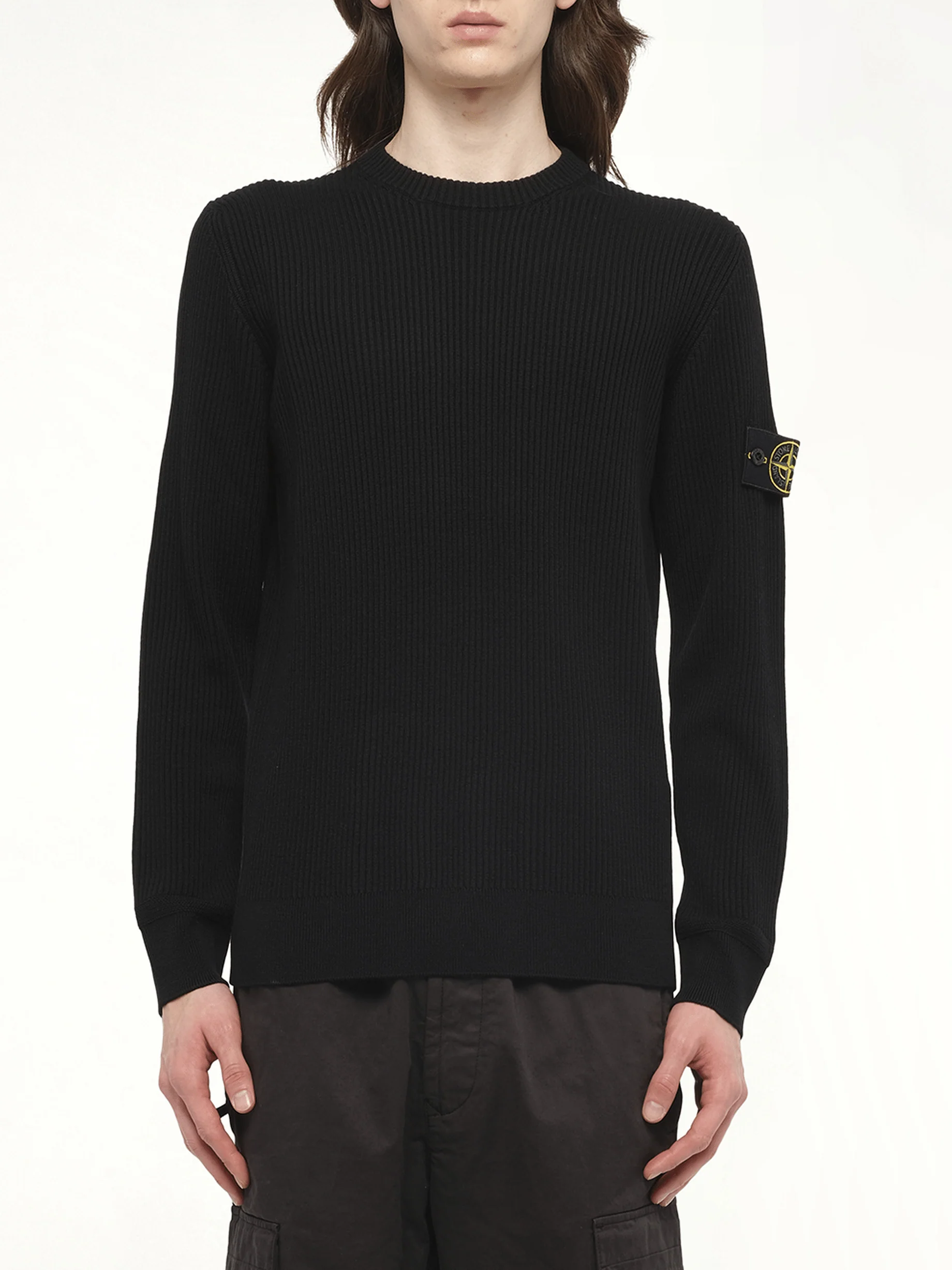510005 Wool Crew Neck Sweater in Black