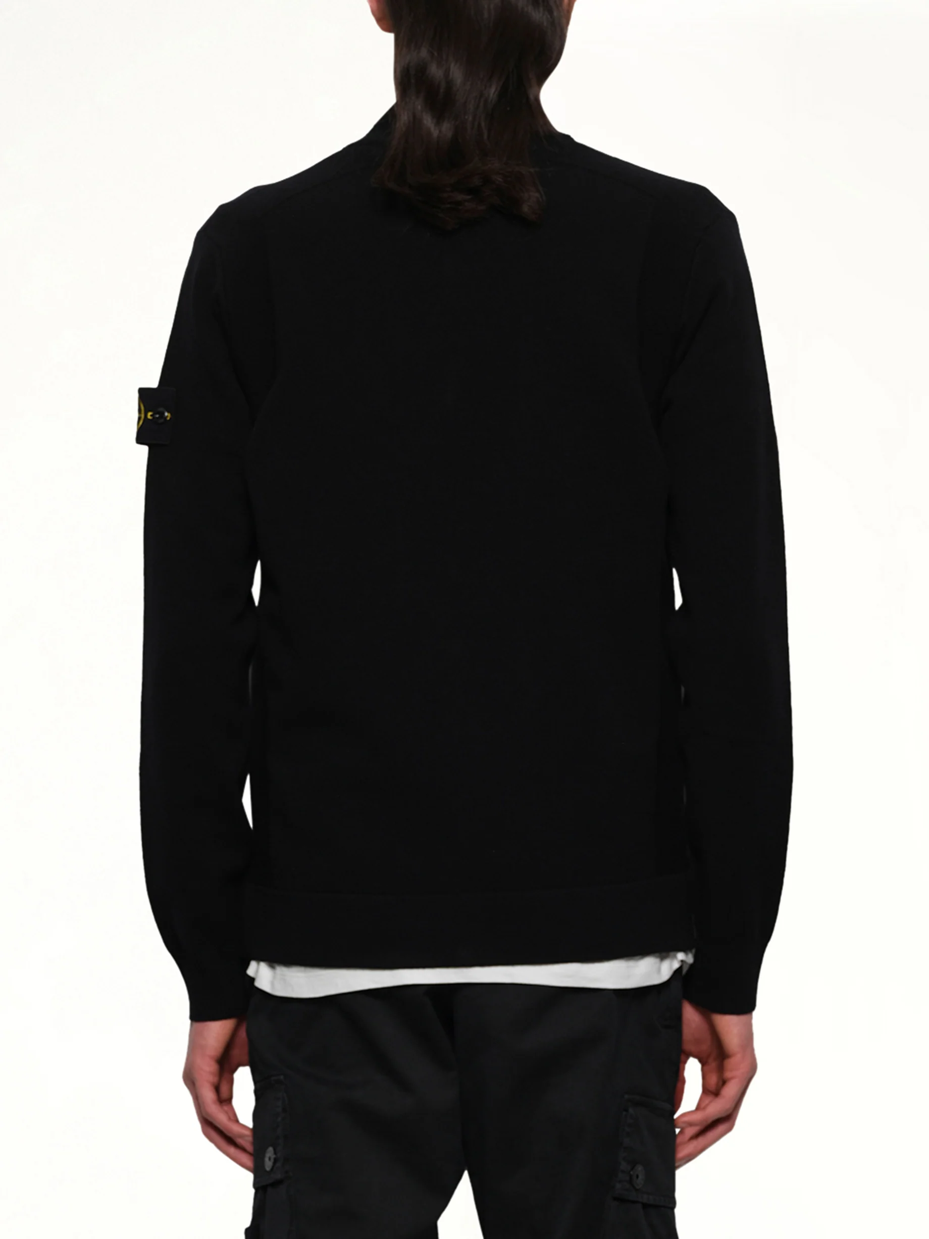 510006 Strech Wool Cardigan in Black - Image 5