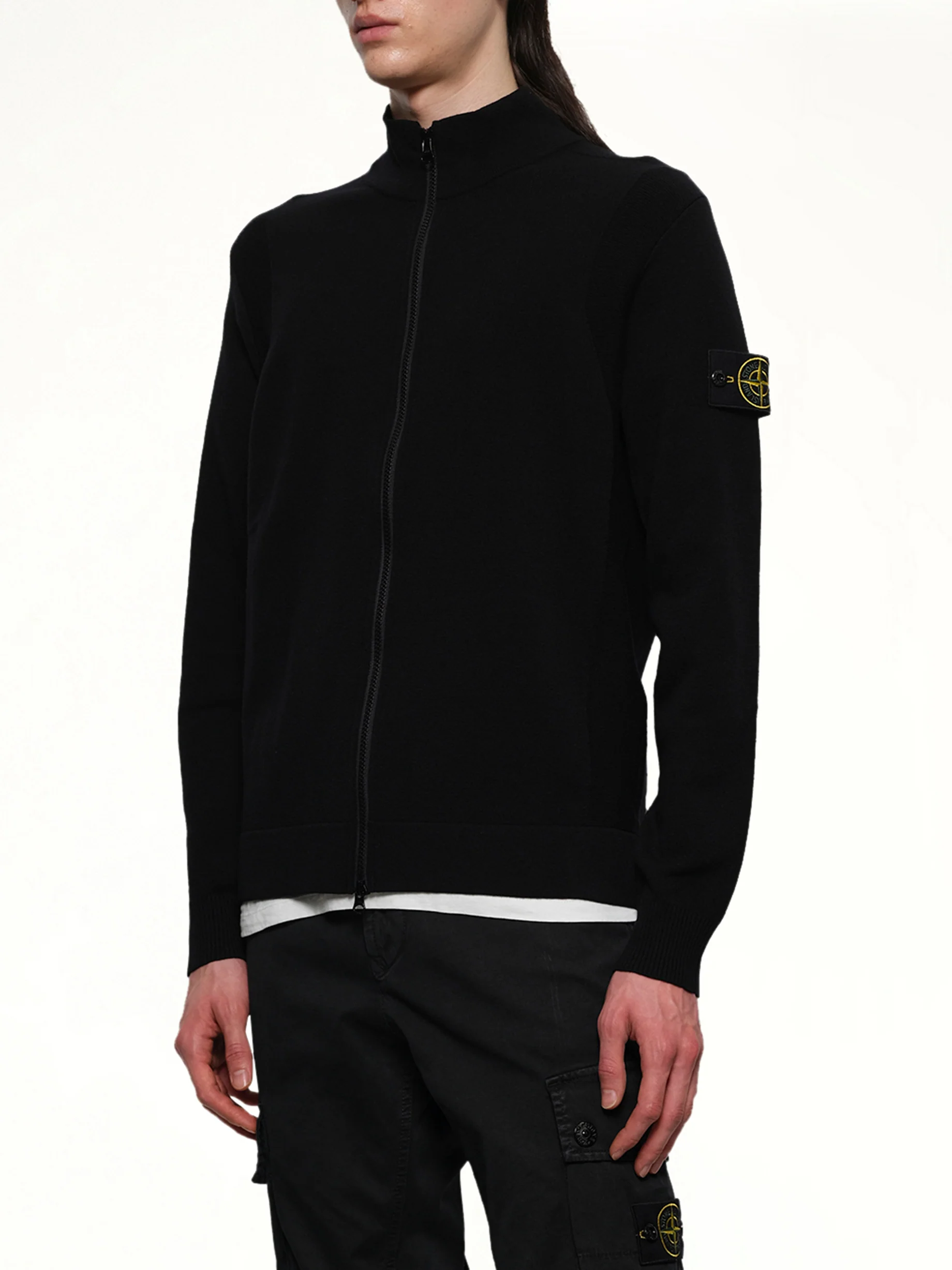 510006 Strech Wool Cardigan in Black - Image 6