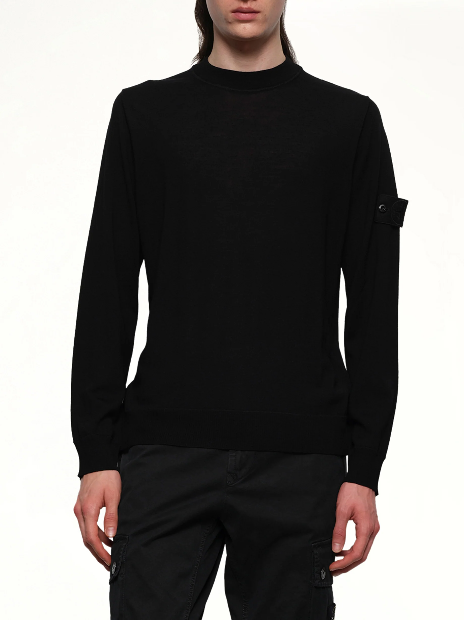 510007 Wool Crew Neck Sweater in Black - Image 6