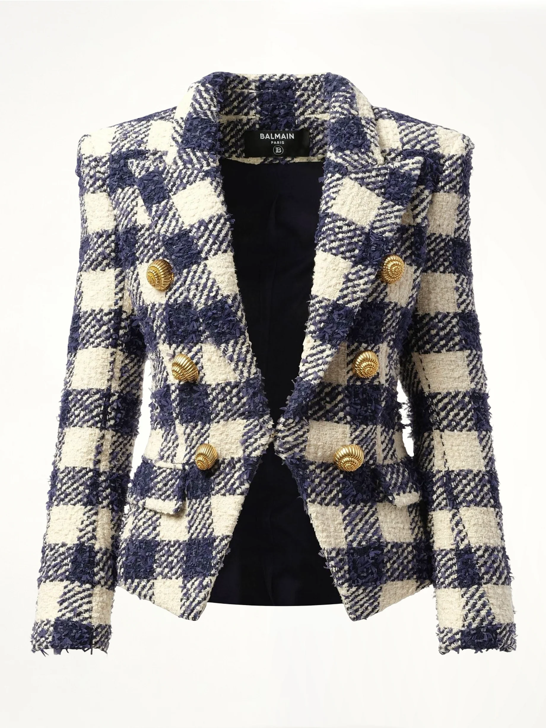 6 Button Tweed Jacket in Marine/White - Image 2
