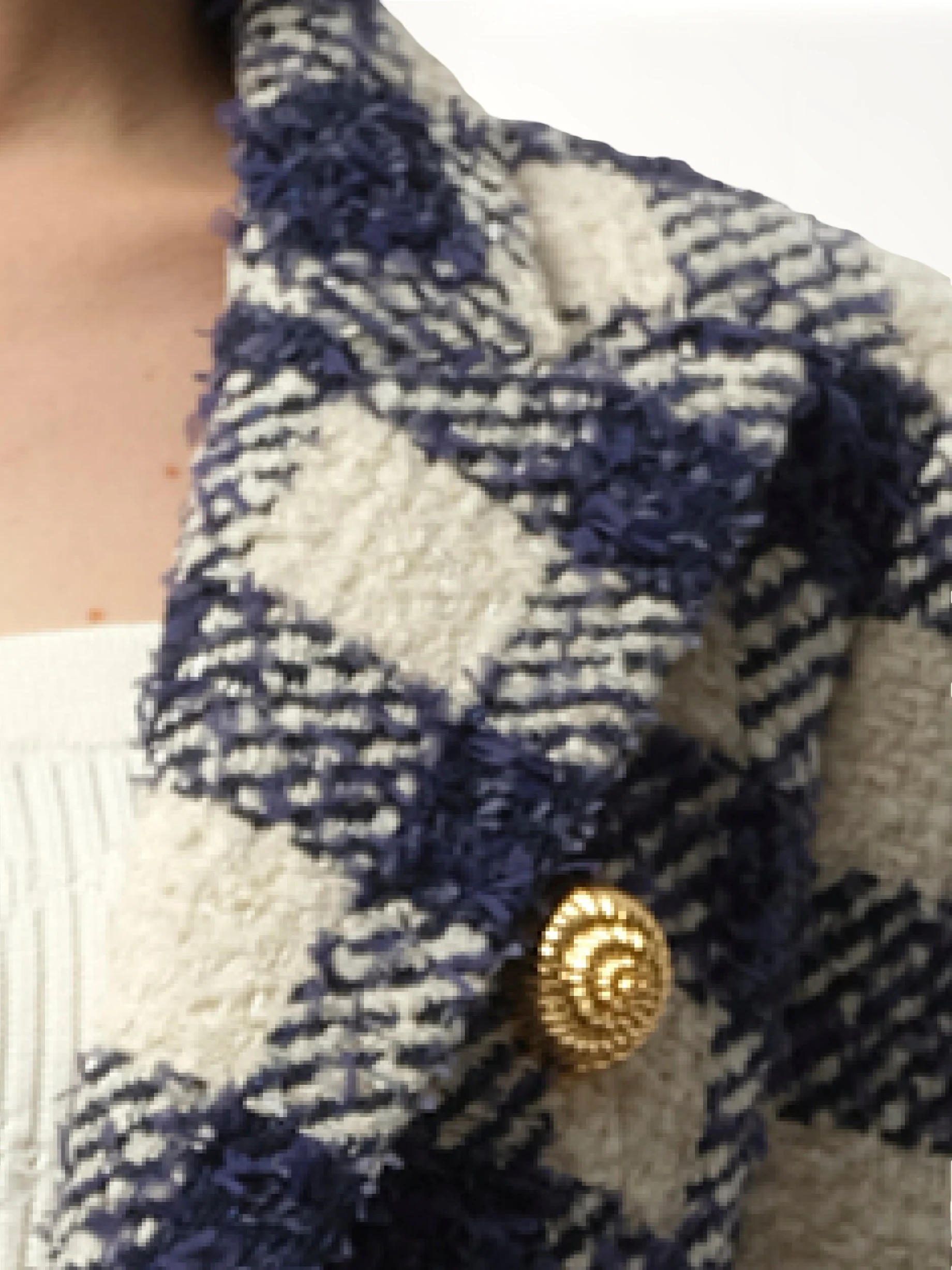 6 Button Tweed Jacket in Marine/White - Image 3