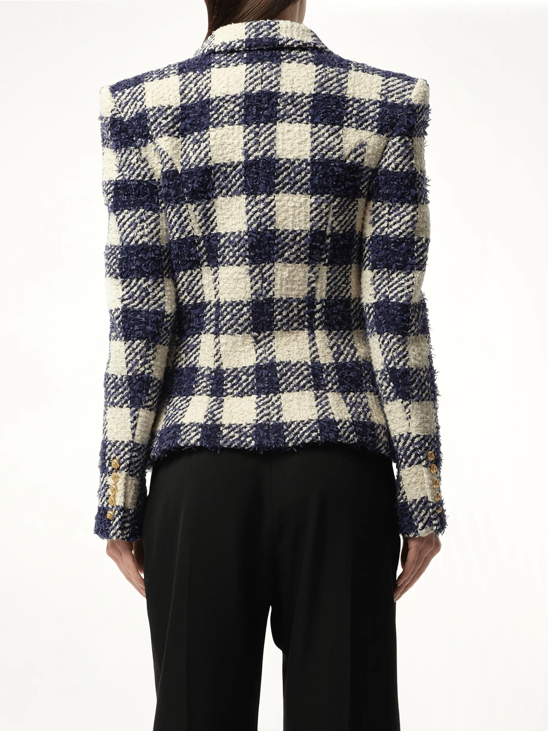 6 Button Tweed Jacket in Marine/White - Image 6