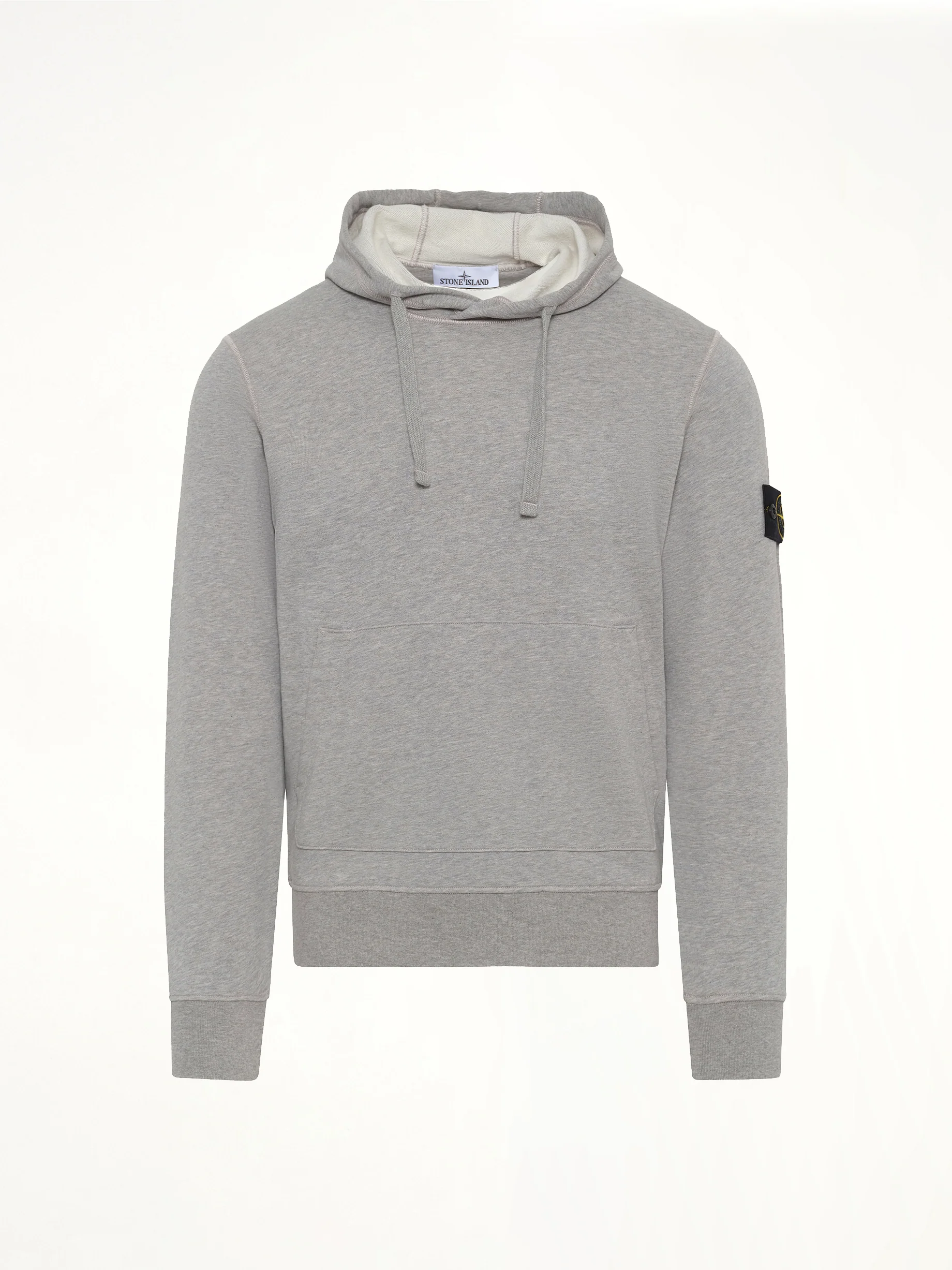 610006 Washed Cotton Fleece Hoodie in Melange Grey - Image 2
