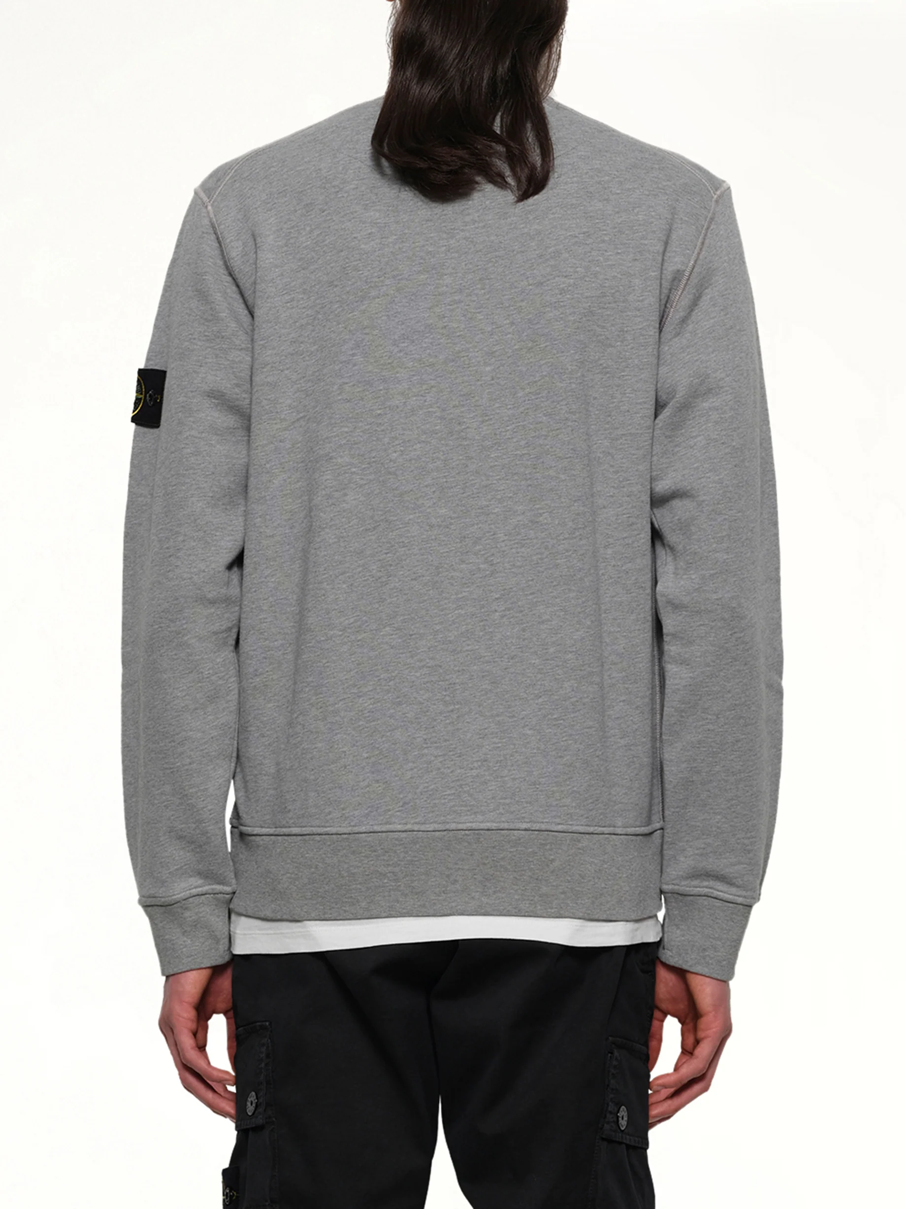 610006 Washed Cotton Sweatshirt in Melange Grey - Image 6