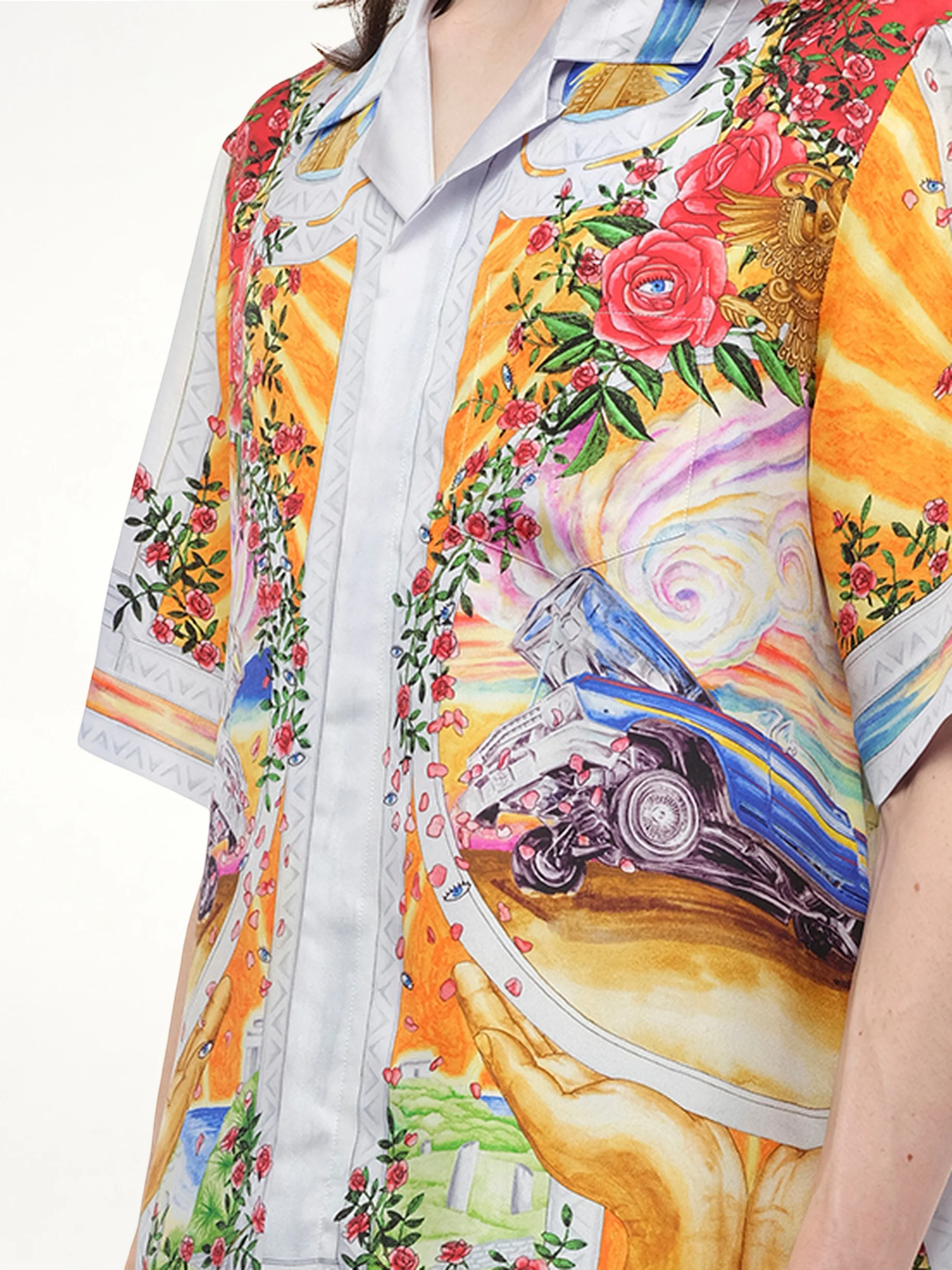 A Tournade De Rose Cuban Collar Shirt in Multicolour - Image 3