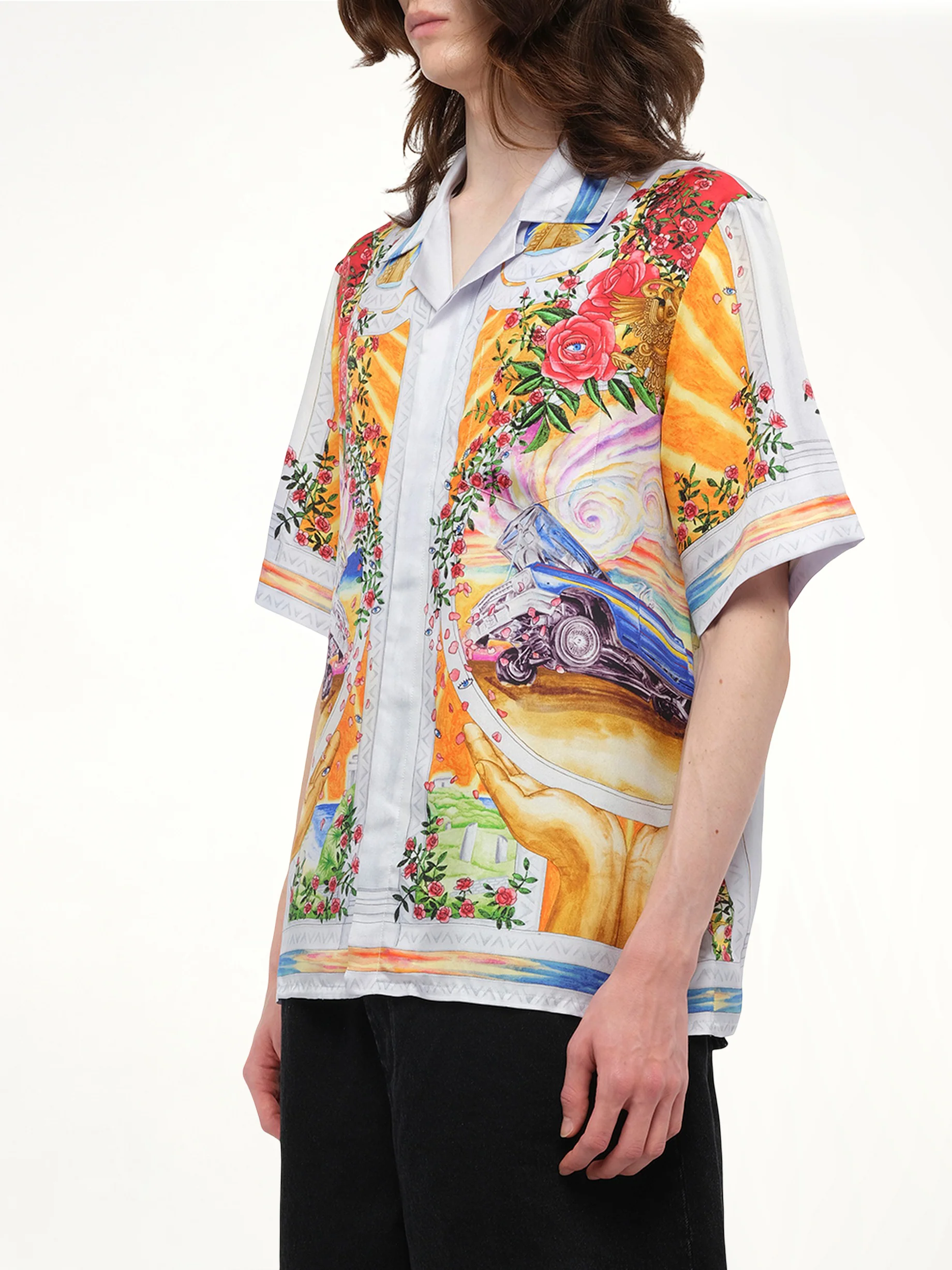 A Tournade De Rose Cuban Collar Shirt in Multicolour - Image 5