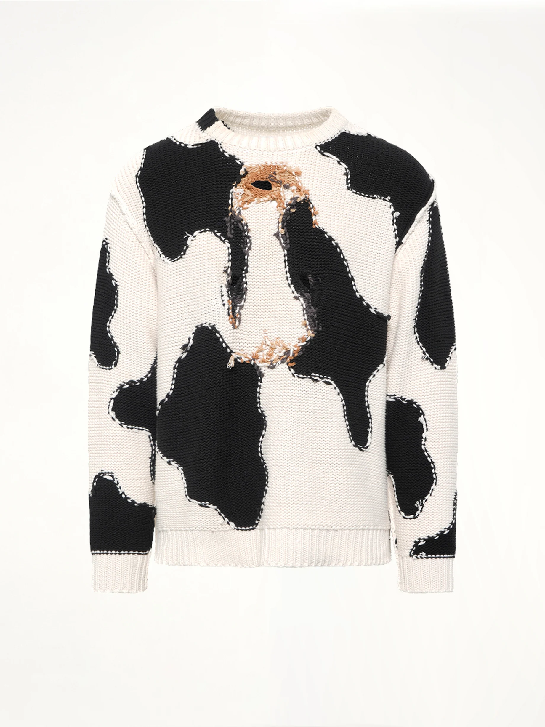 Acting Cow Knit Pullover in Ivory - Image 2