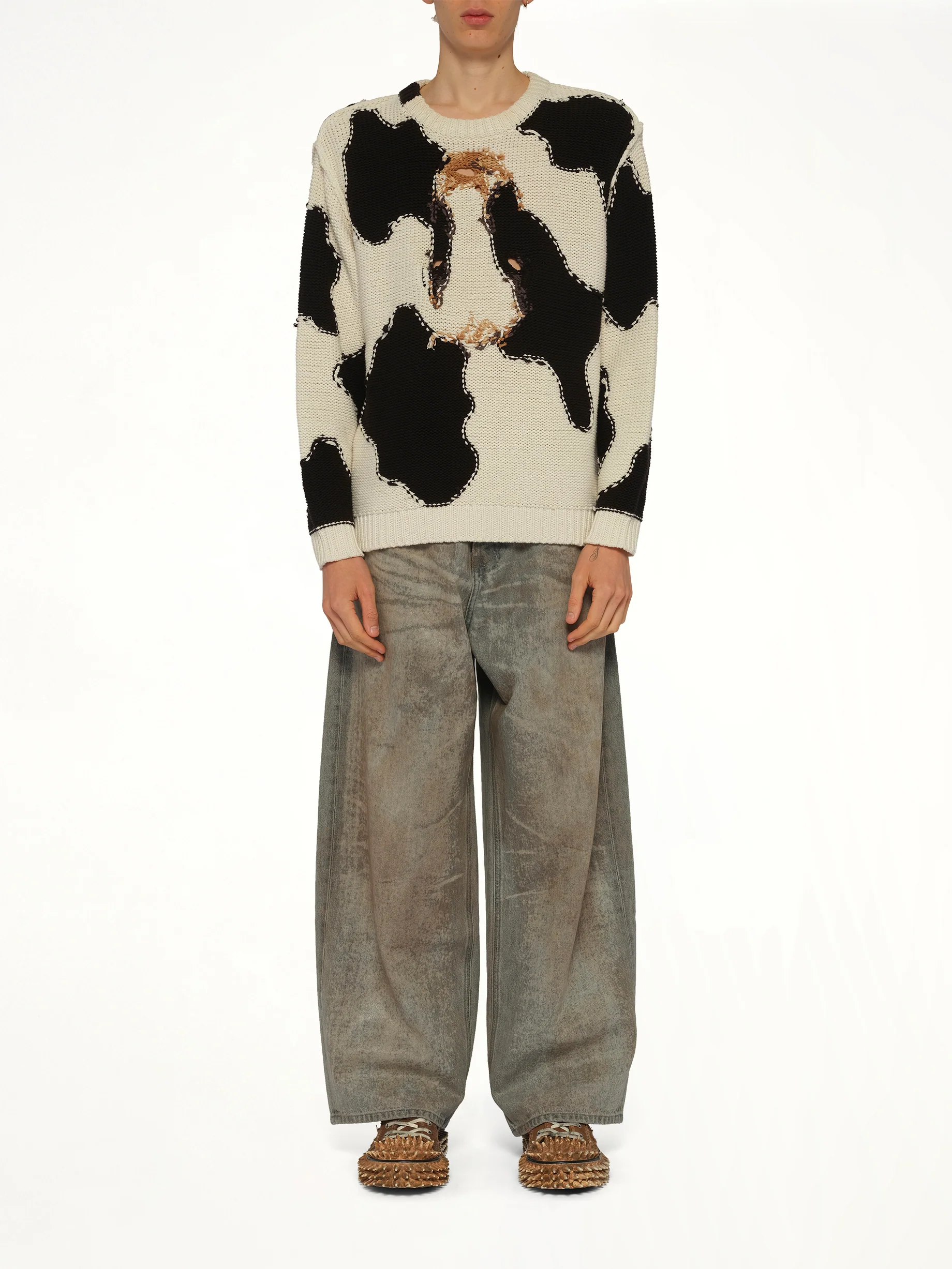 Acting Cow Knit Pullover in Ivory - Image 7