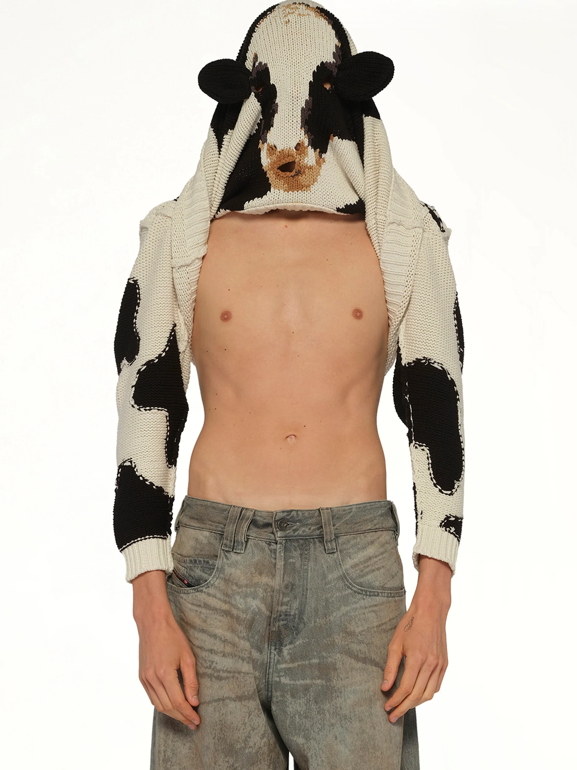 Acting Cow Knit Pullover in Ivory - Image 8