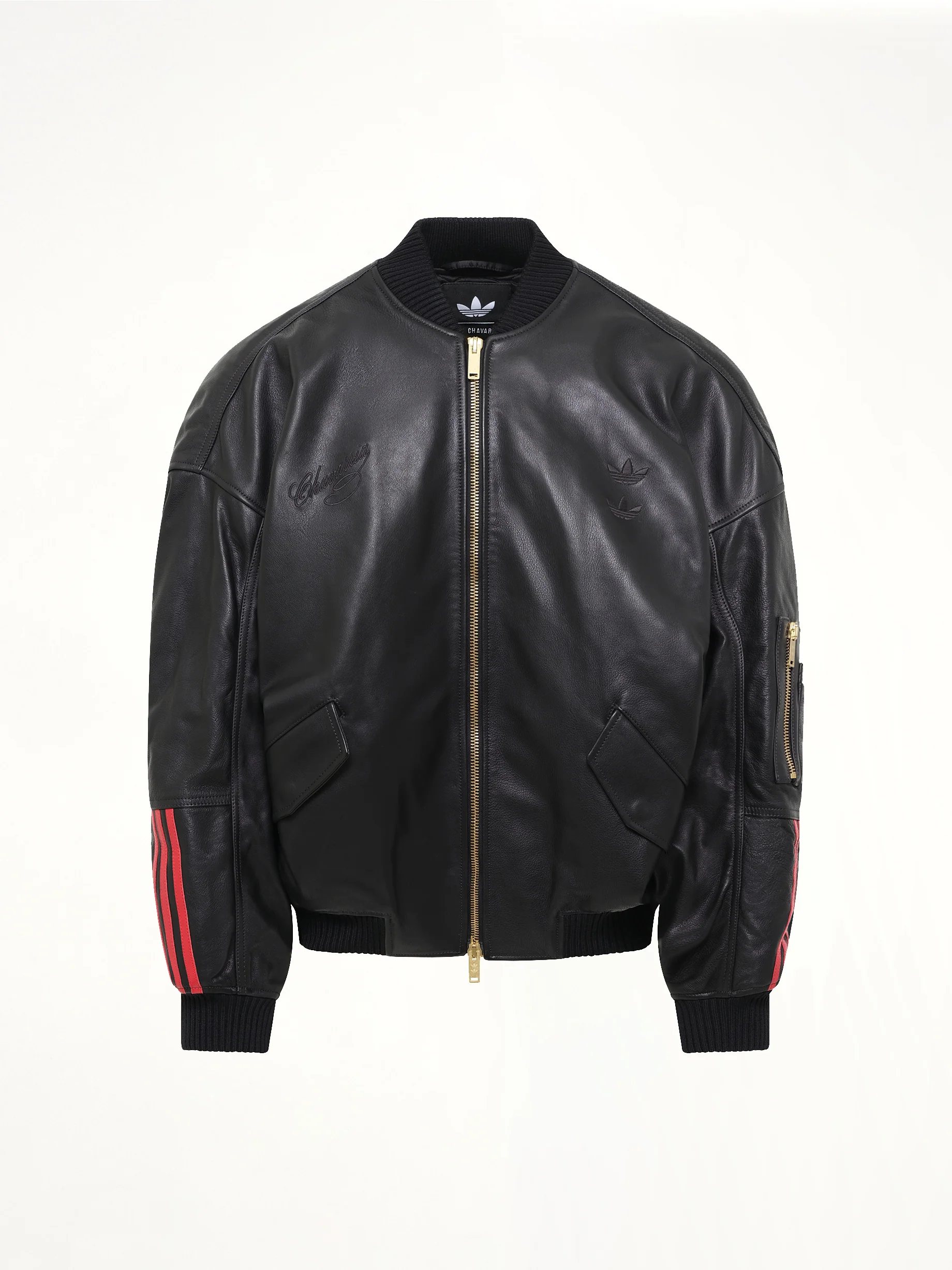 Adidas X Chavarria Leather Bomber Jacket in Black - Image 2